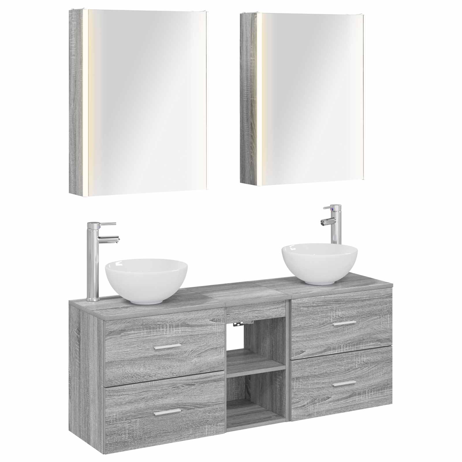 vidaXL Badkamerkastenset 5 pcs Wit 53 x 15,5 x 70 cm Bewerkt hout