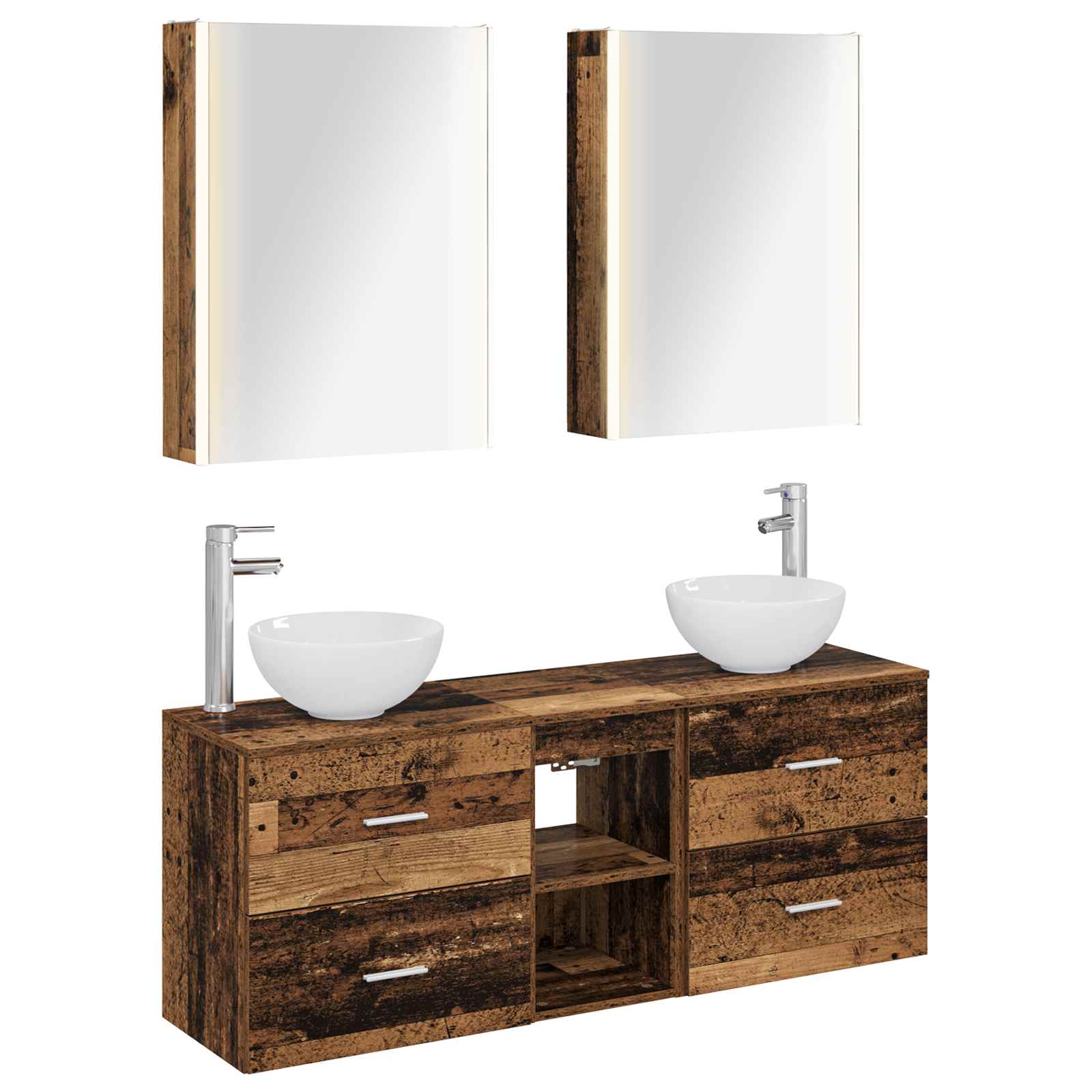 vidaXL Badkamerkastenset 5 pcs Wit 53 x 15,5 x 70 cm Bewerkt hout