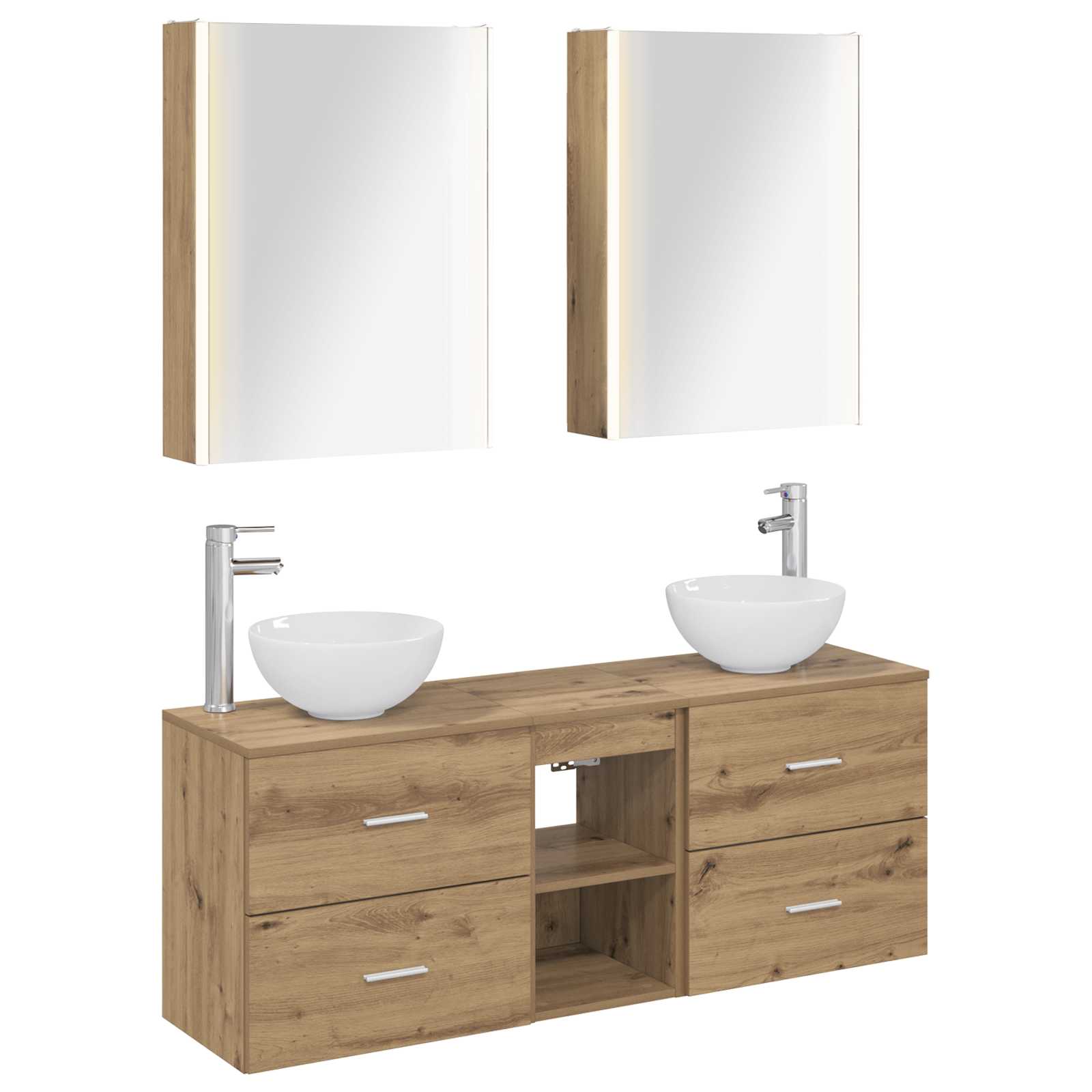 vidaXL Badkamerkastenset 5 pcs Wit 53 x 15,5 x 70 cm Bewerkt hout