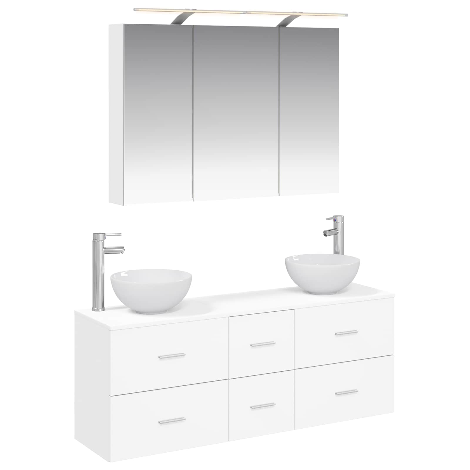 vidaXL Badkamermeubelset 4 pcs Wit Bewerkt hout en glas