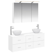 vidaXL Badkamermeubelset 4 pcs Wit Bewerkt hout en glas