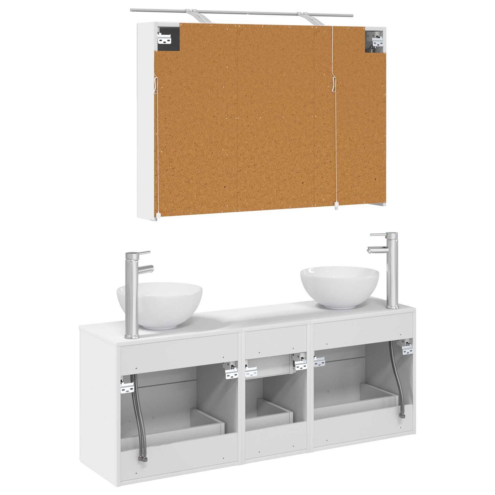 vidaXL Badkamermeubelset 4 pcs Wit Bewerkt hout en glas