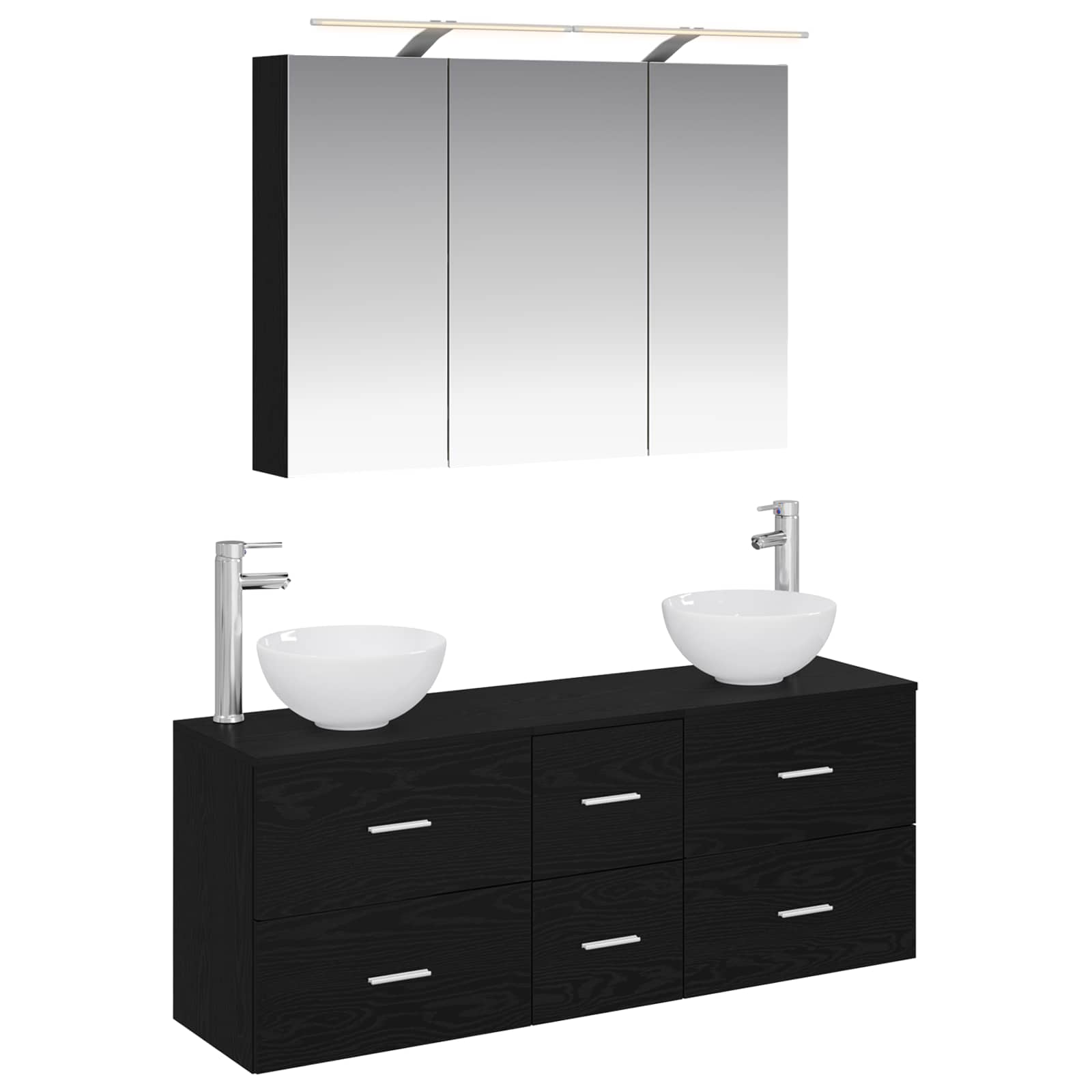 vidaXL Badkamermeubelset 4 pcs Wit Bewerkt hout en glas