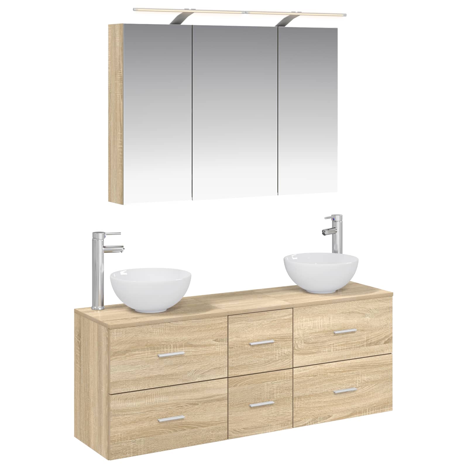 vidaXL Badkamermeubelset 4 pcs Wit Bewerkt hout en glas