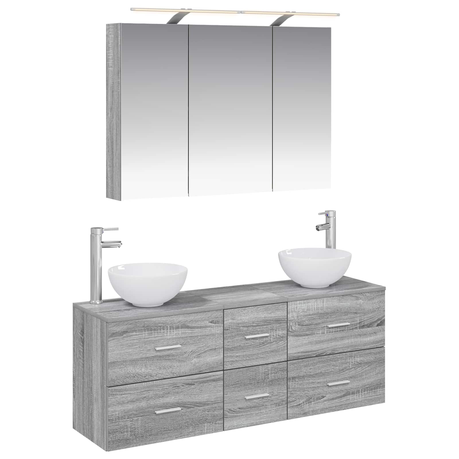 vidaXL Badkamermeubelset 4 pcs Wit Bewerkt hout en glas