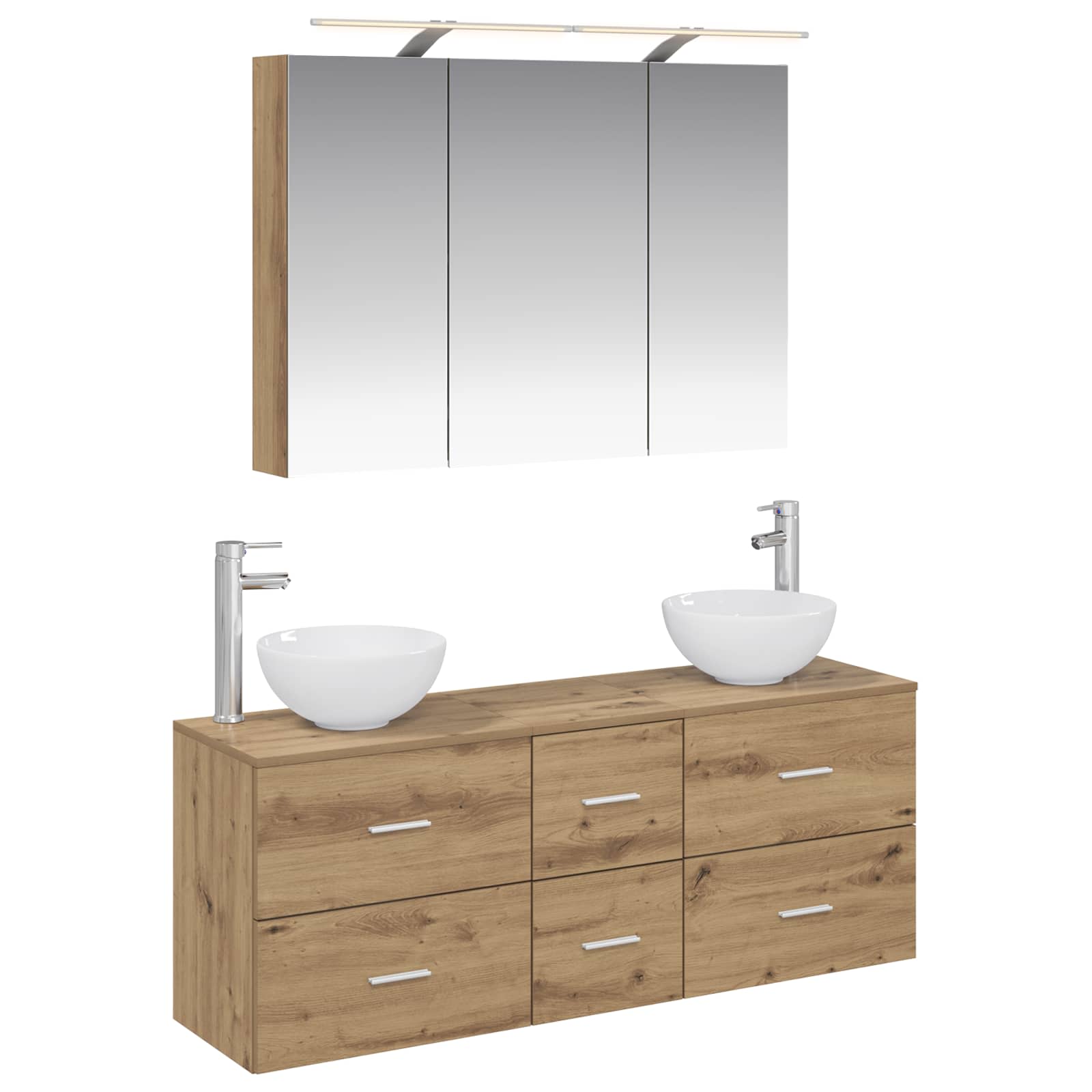 vidaXL Badkamermeubelset 4 pcs Wit Bewerkt hout en glas
