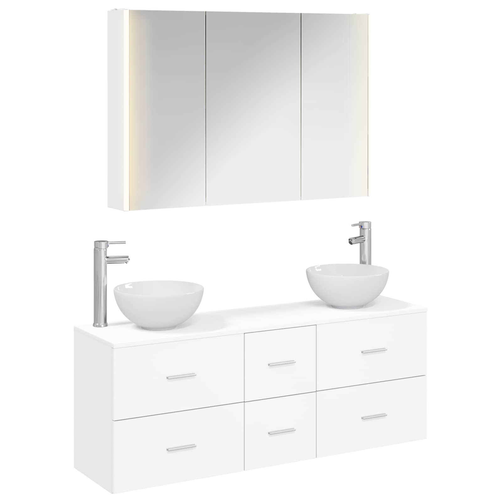 vidaXL Badkamermeubelset 4 pcs Wit Bewerkt hout en glas