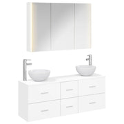 vidaXL Badkamermeubelset 4 pcs Wit Bewerkt hout en glas