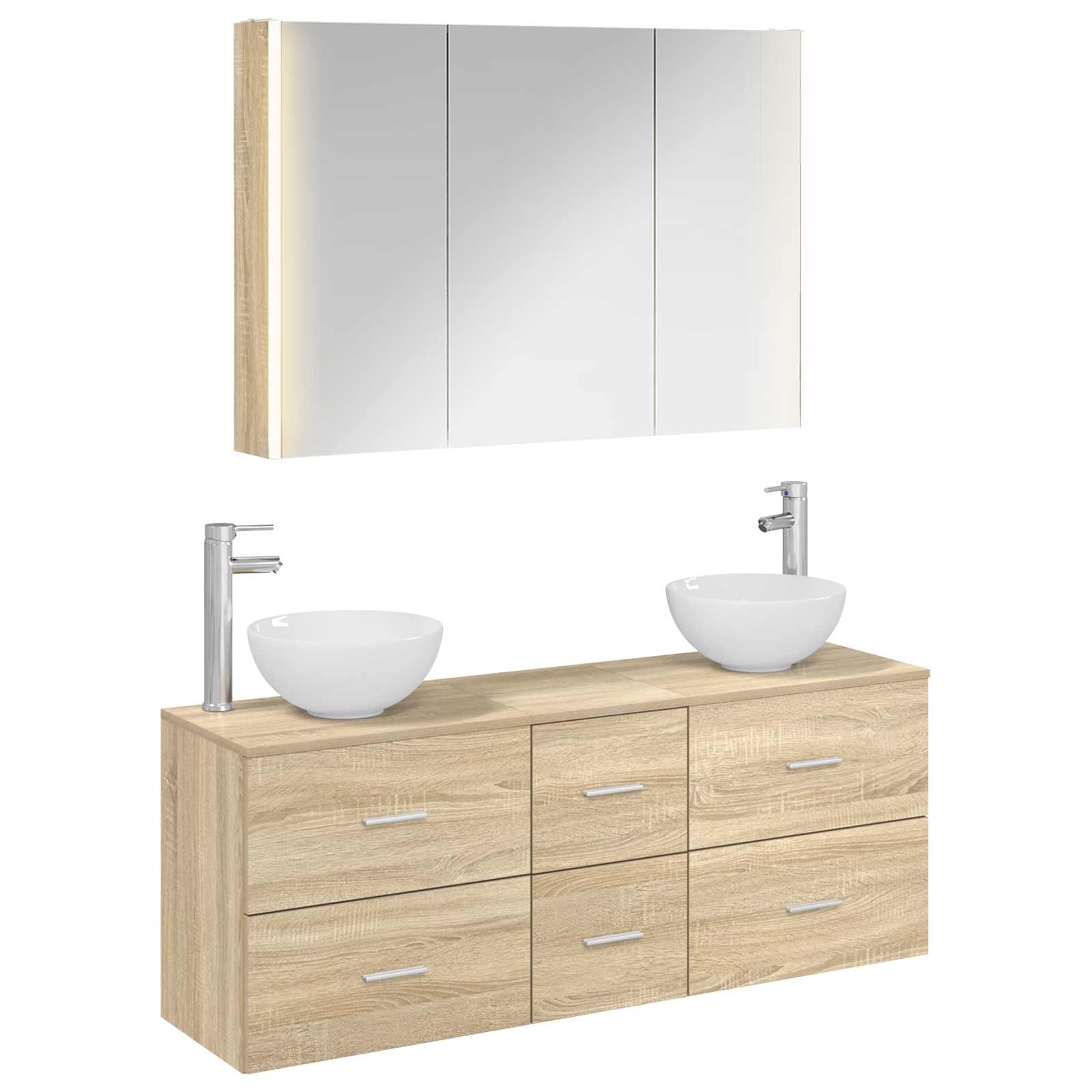 vidaXL Badkamermeubelset 4 pcs Wit Bewerkt hout en glas