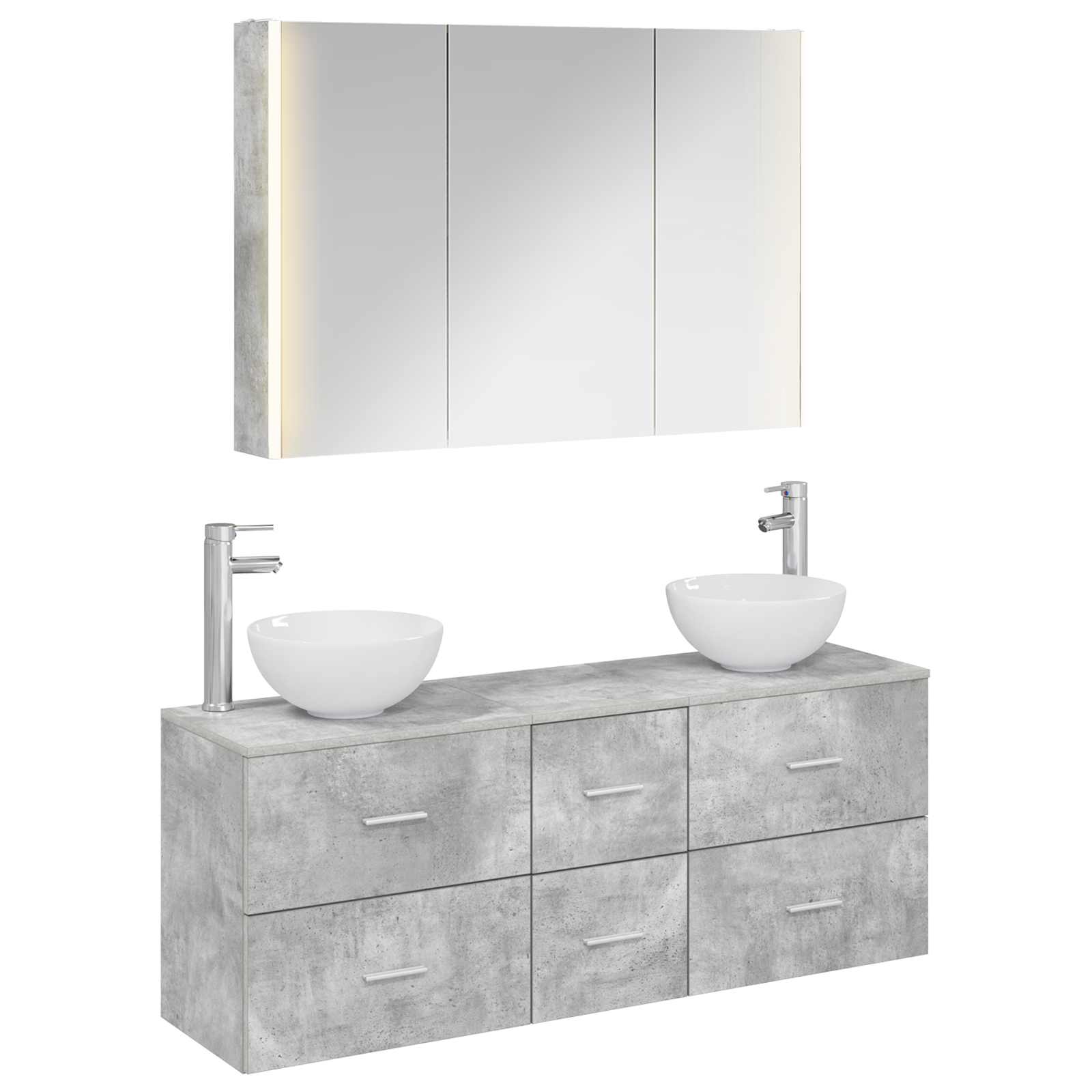 vidaXL Badkamermeubelset 4 pcs Wit Bewerkt hout en glas
