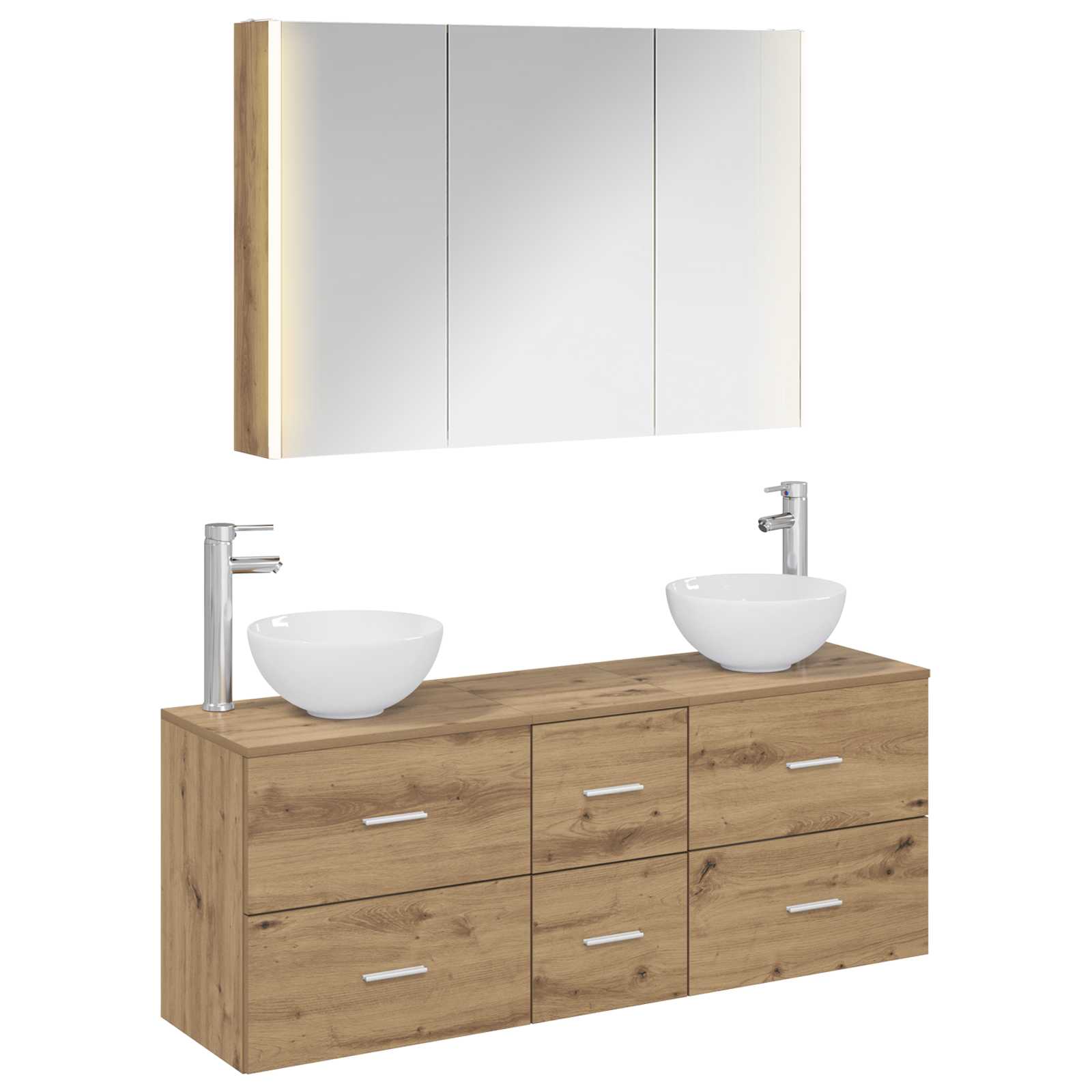 vidaXL Badkamermeubelset 4 pcs Wit Bewerkt hout en glas