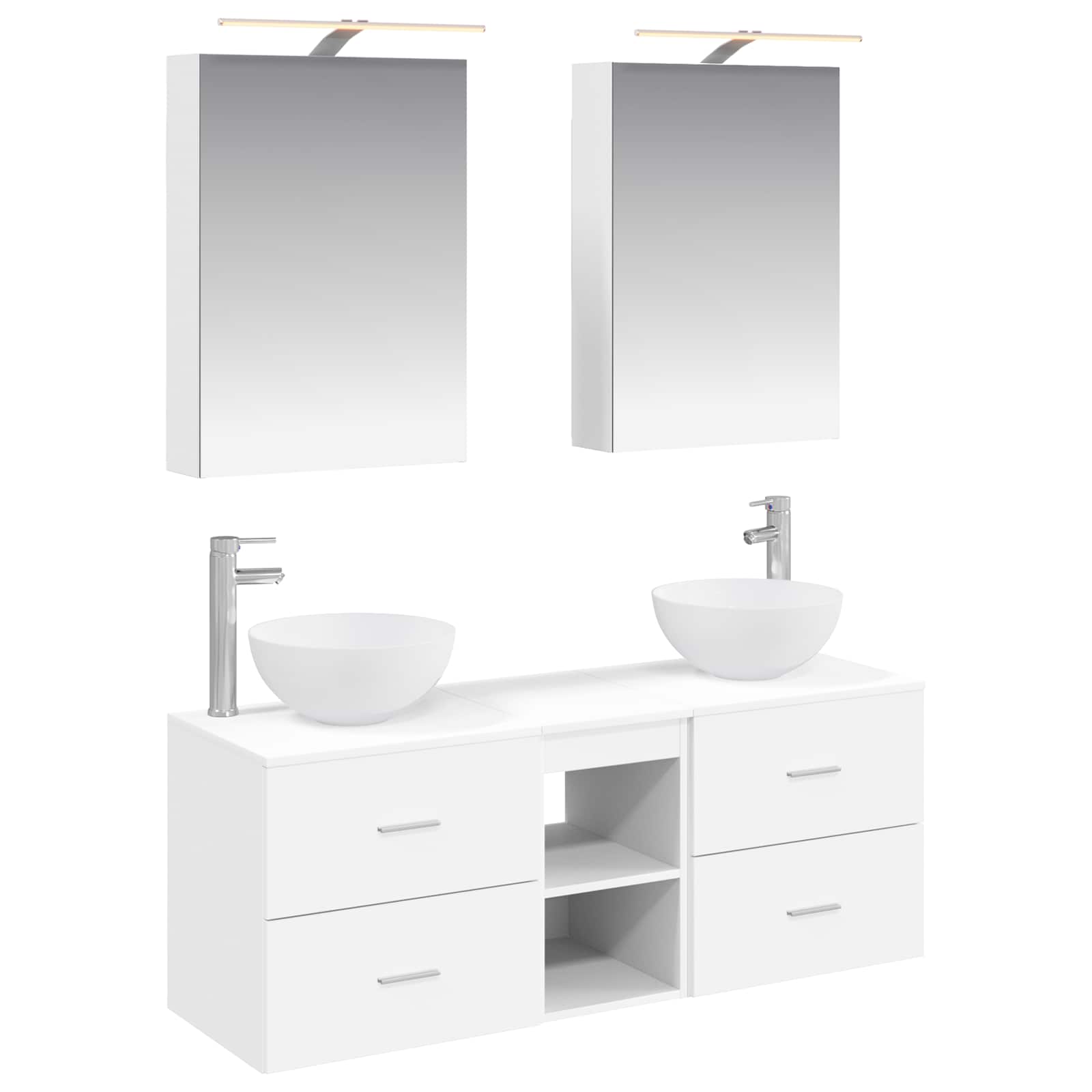vidaXL Badkamermeubelset 5 pcs Wit Bewerkt hout en glas