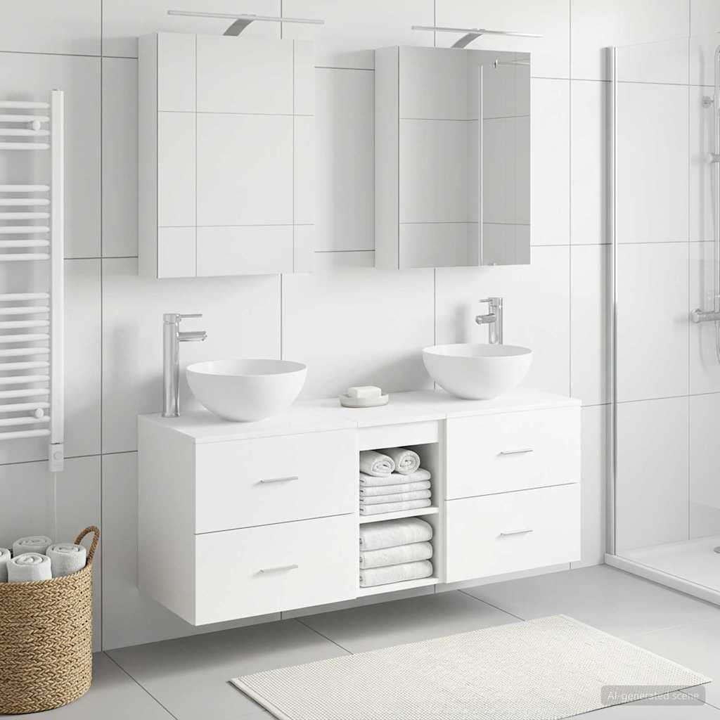 vidaXL Badkamermeubelset 5 pcs Wit Bewerkt hout en glas