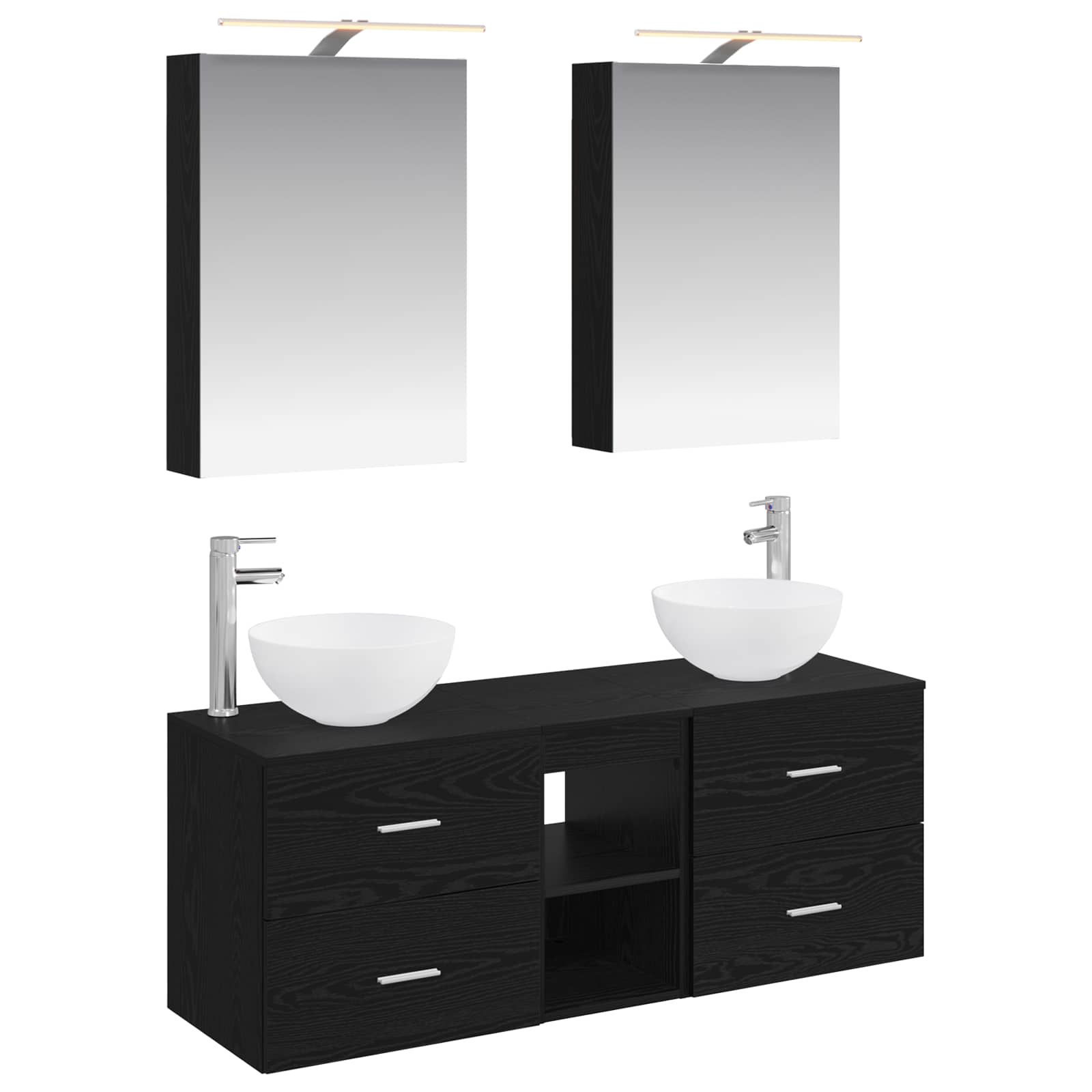 vidaXL Badkamermeubelset 5 pcs Wit Bewerkt hout en glas