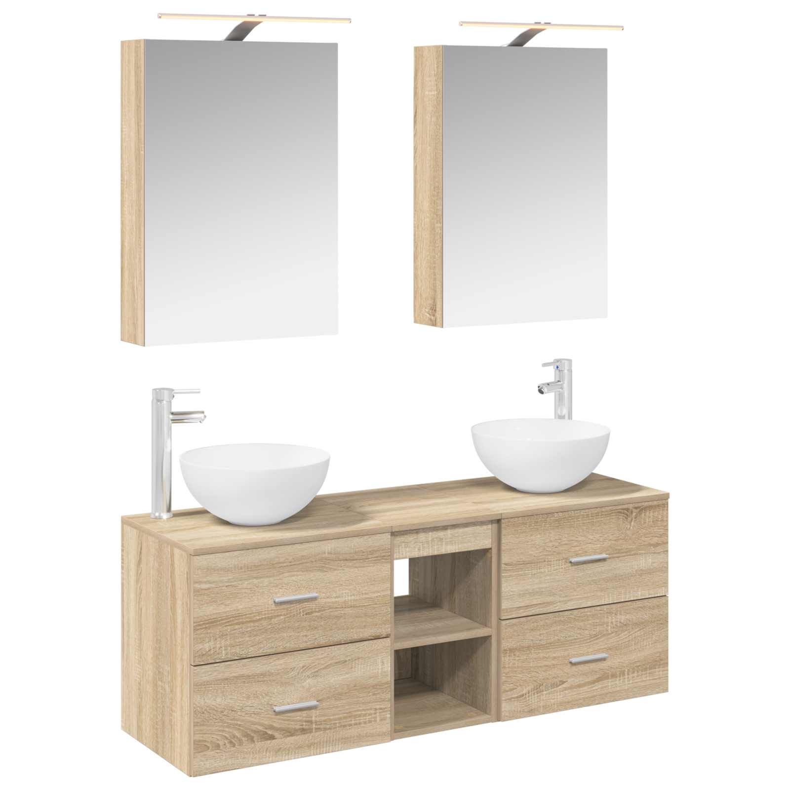 vidaXL Badkamermeubelset 5 pcs Wit Bewerkt hout en glas