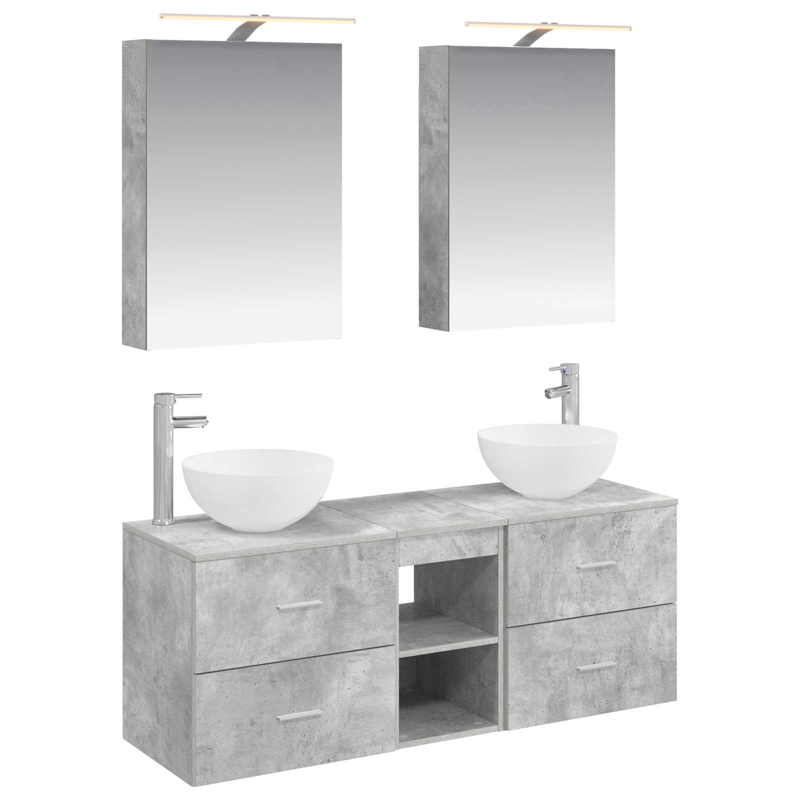 vidaXL Badkamermeubelset 5 pcs Wit Bewerkt hout en glas