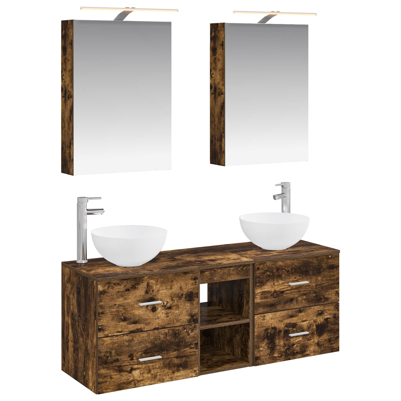 vidaXL Badkamermeubelset 5 pcs Wit Bewerkt hout en glas