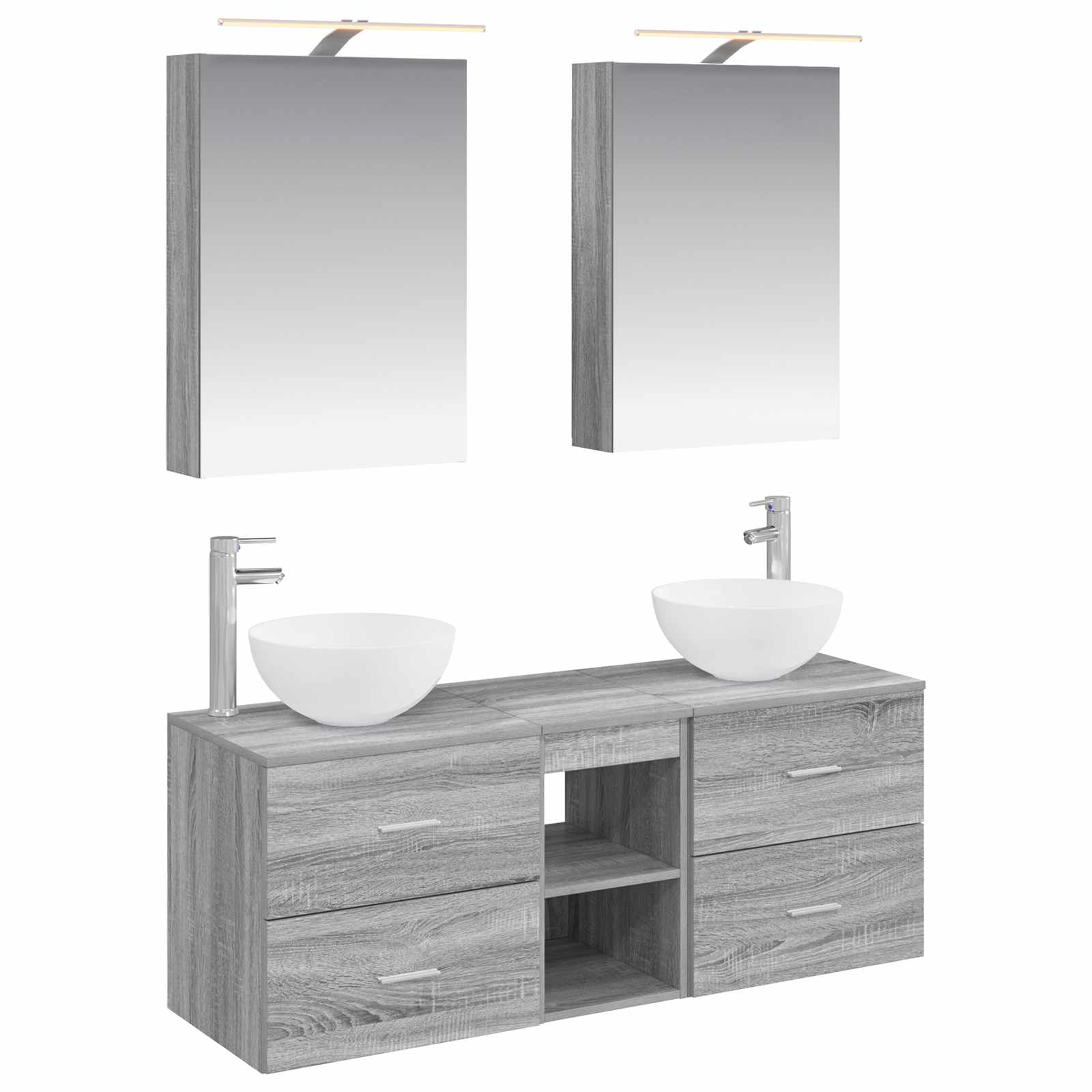 vidaXL Badkamermeubelset 5 pcs Wit Bewerkt hout en glas