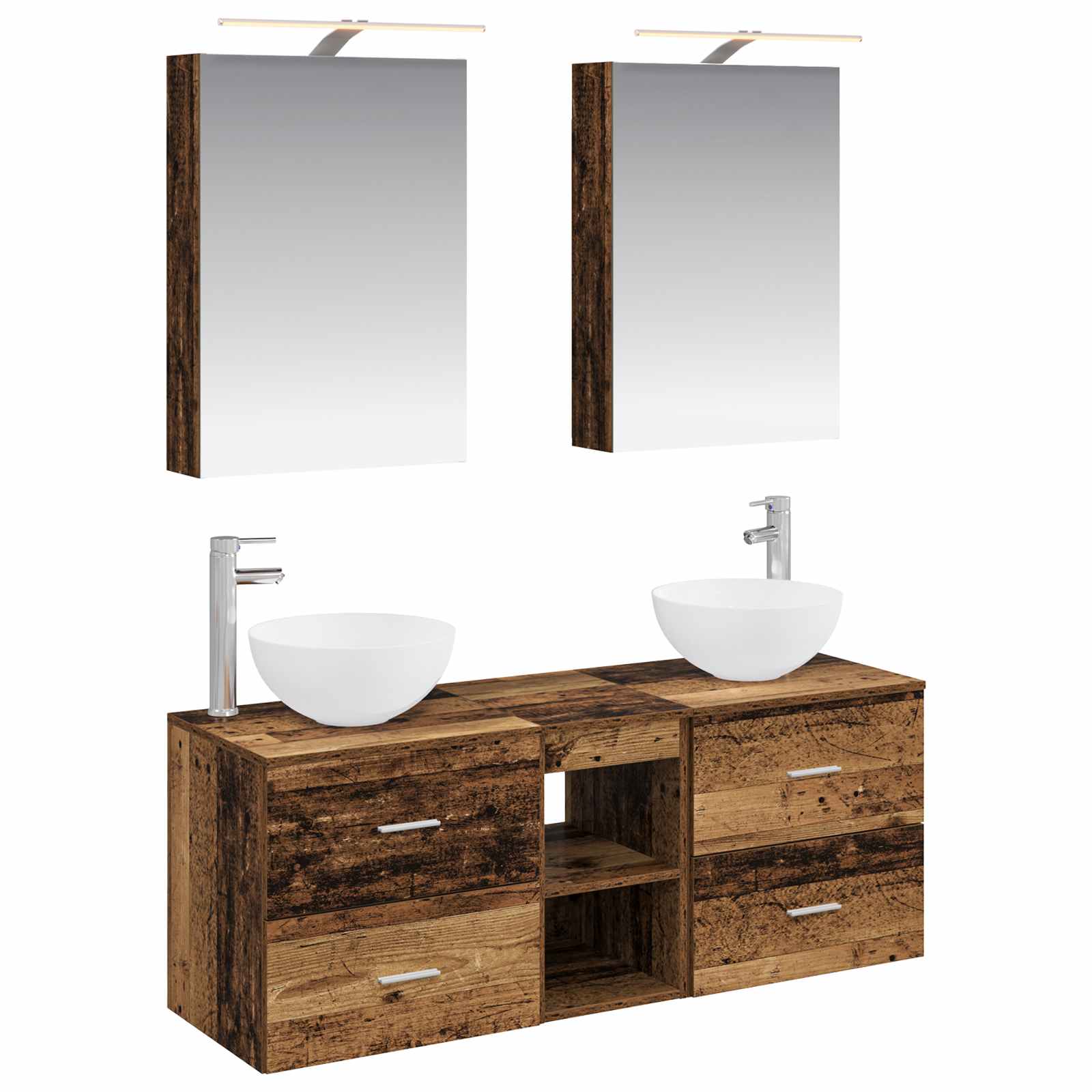 vidaXL Badkamermeubelset 5 pcs Wit Bewerkt hout en glas