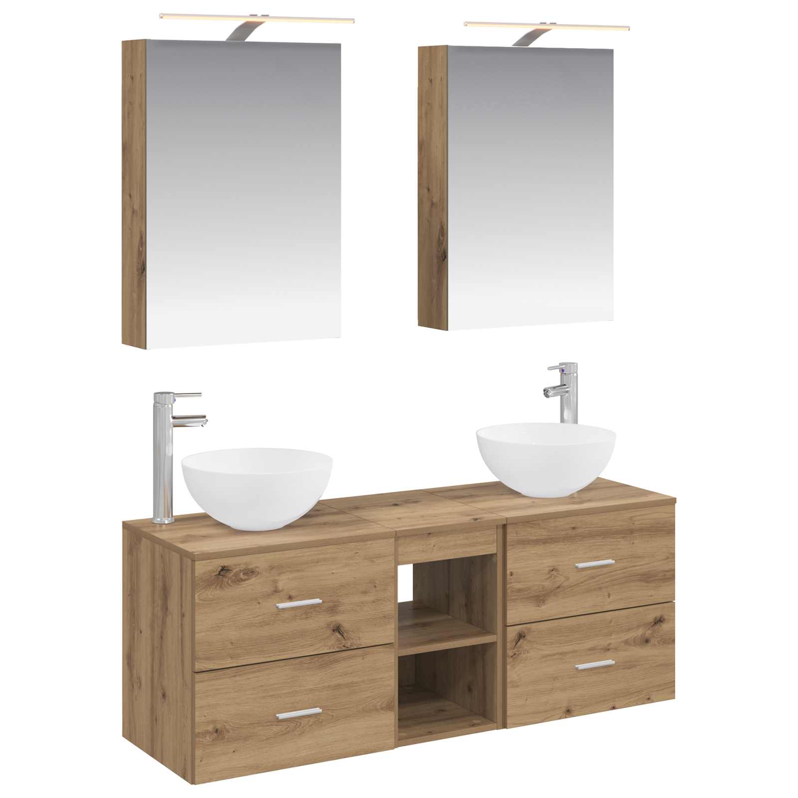 vidaXL Badkamermeubelset 5 pcs Wit Bewerkt hout en glas