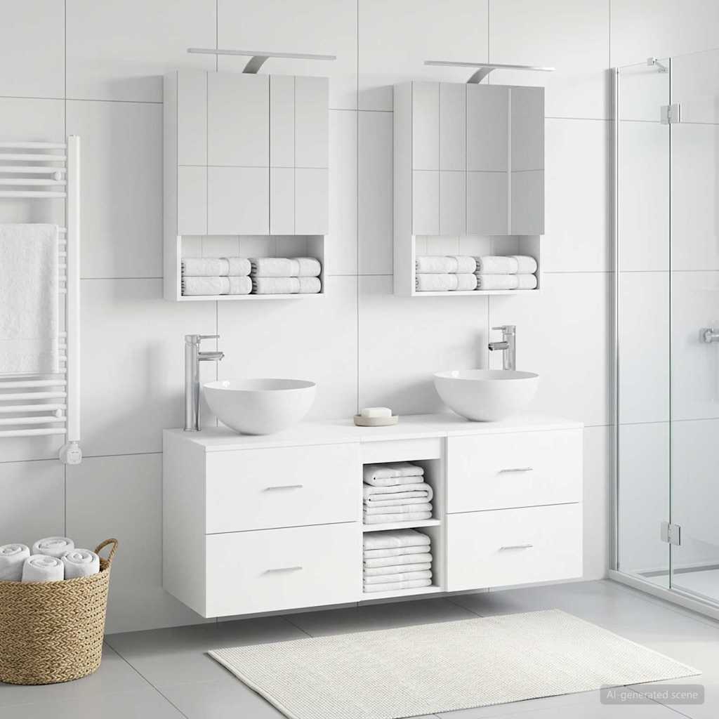 vidaXL Badkamermeubelset 5 pcs Wit Bewerkt hout en glas