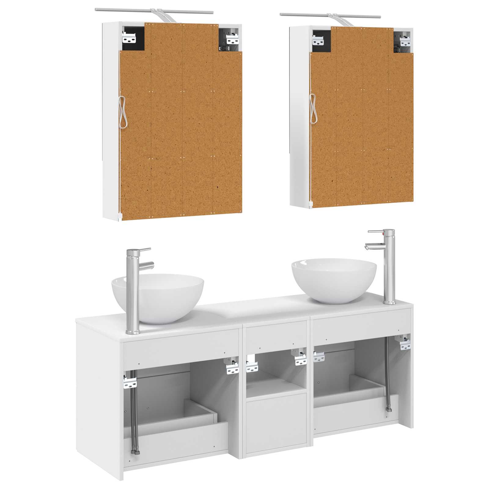 vidaXL Badkamermeubelset 5 pcs Wit Bewerkt hout en glas