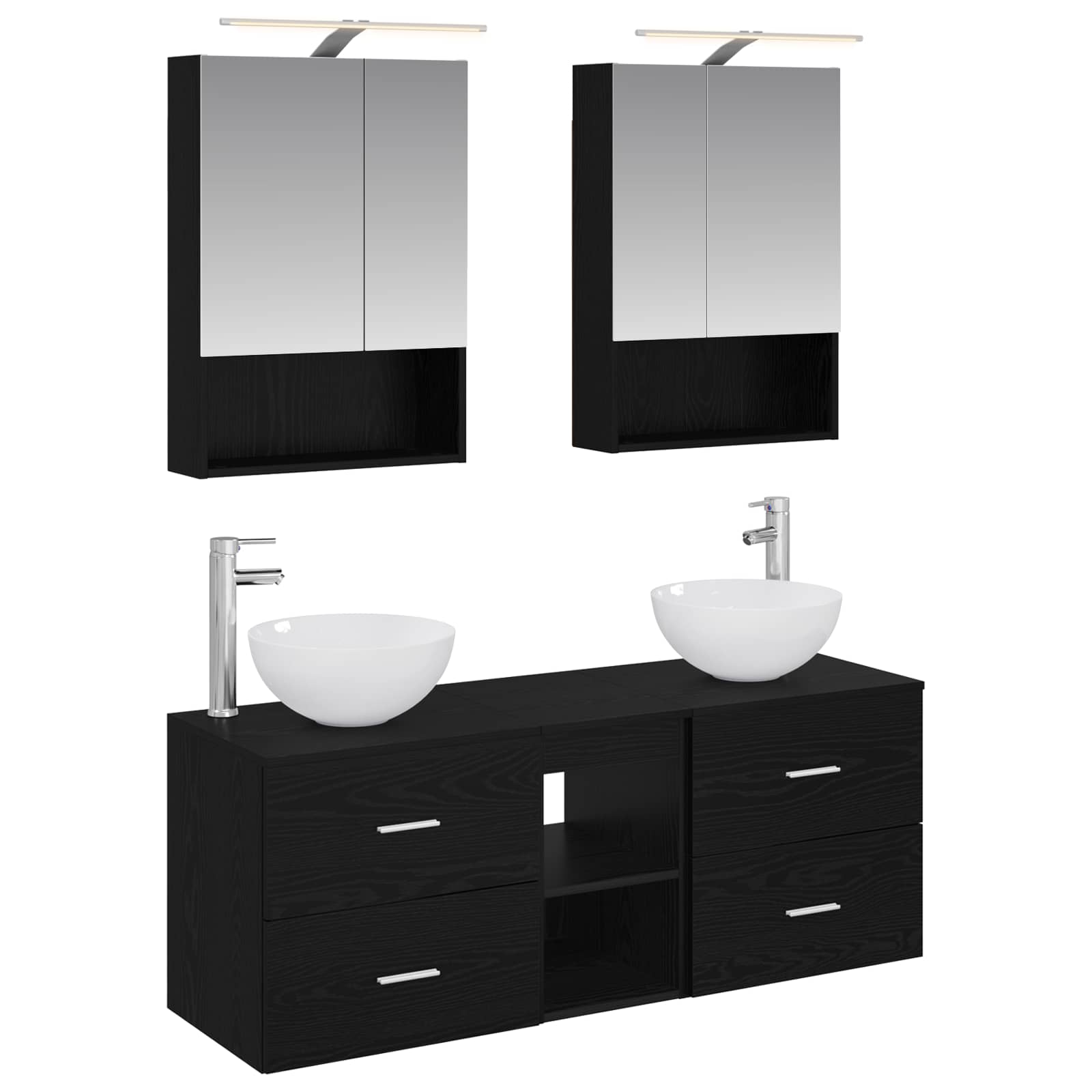 vidaXL Badkamermeubelset 5 pcs Wit Bewerkt hout en glas