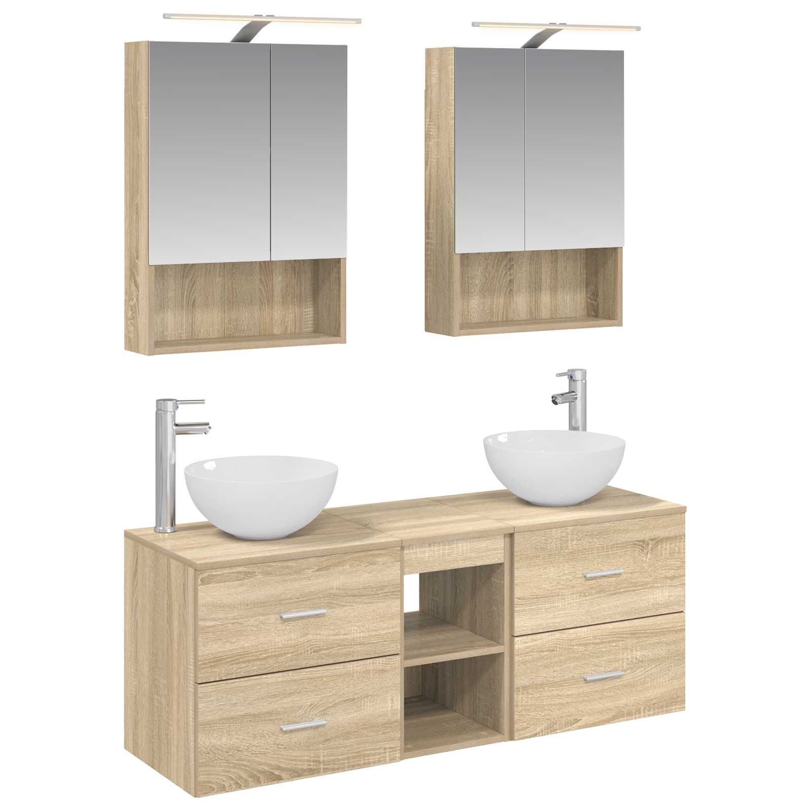 vidaXL Badkamermeubelset 5 pcs Wit Bewerkt hout en glas