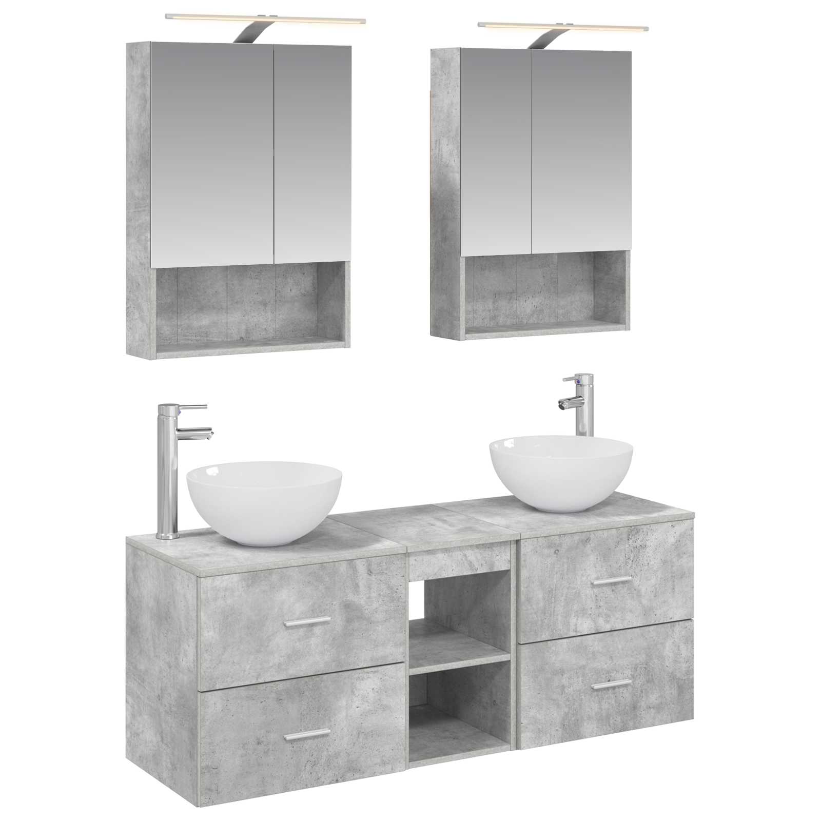 vidaXL Badkamermeubelset 5 pcs Wit Bewerkt hout en glas