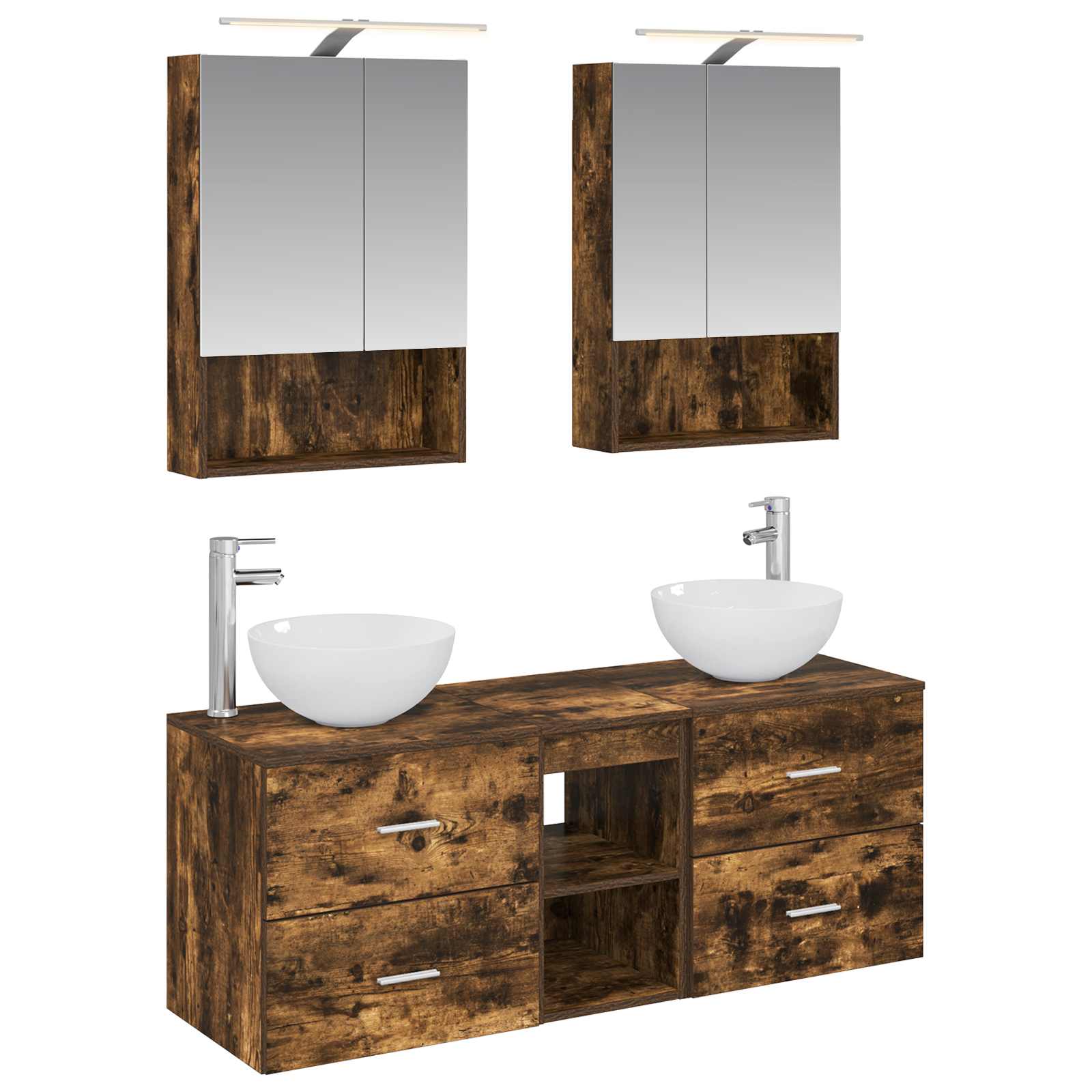 vidaXL Badkamermeubelset 5 pcs Wit Bewerkt hout en glas