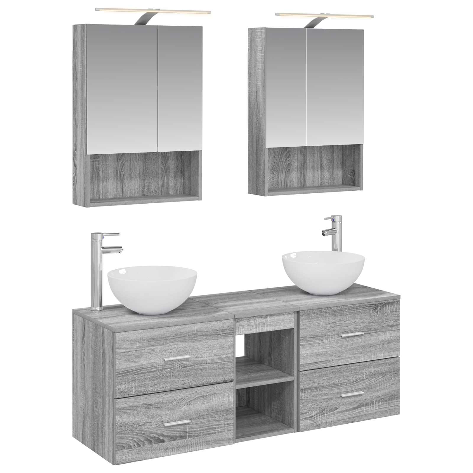 vidaXL Badkamermeubelset 5 pcs Wit Bewerkt hout en glas