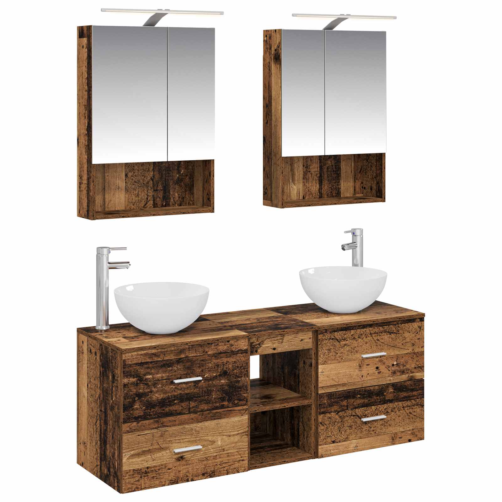 vidaXL Badkamermeubelset 5 pcs Wit Bewerkt hout en glas
