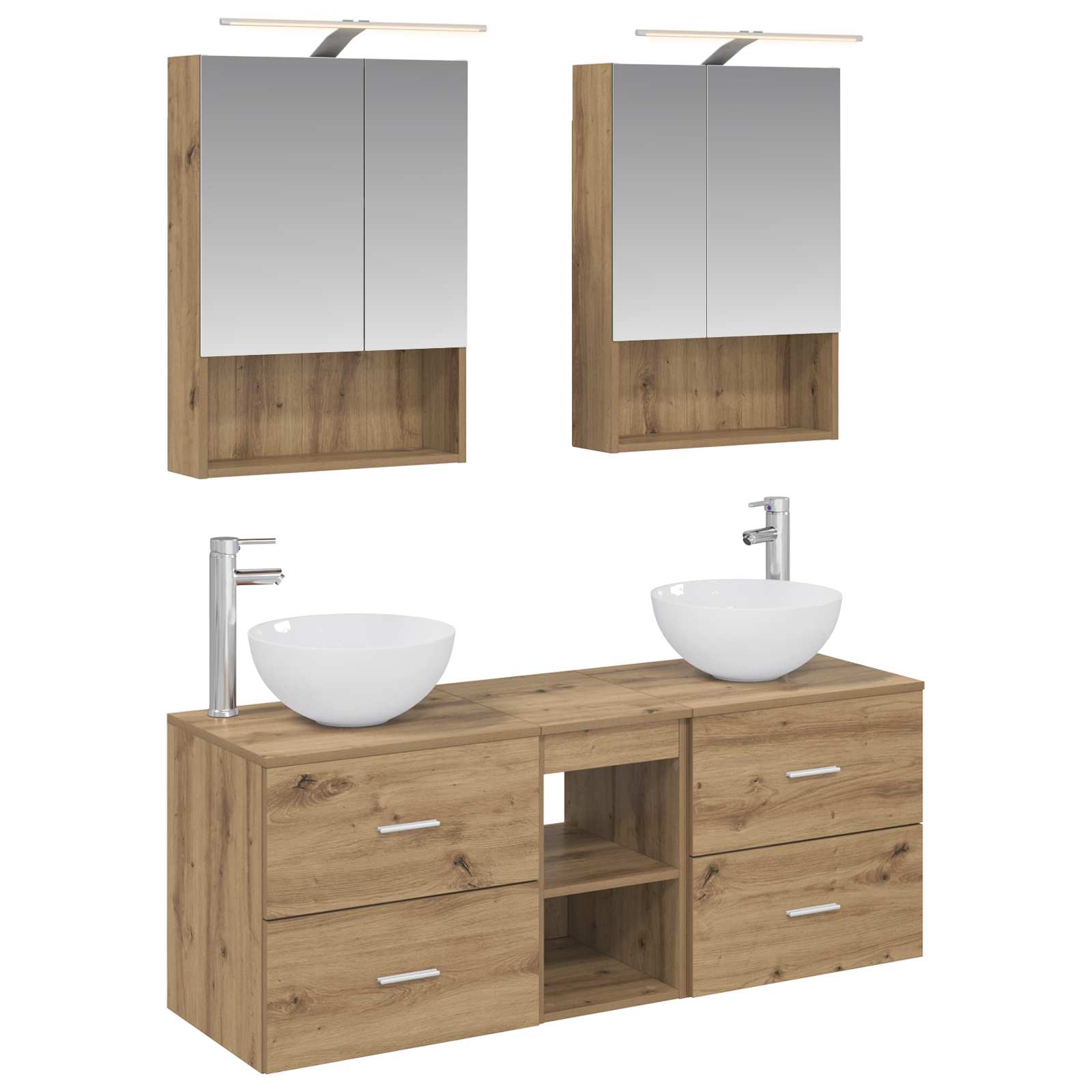 vidaXL Badkamermeubelset 5 pcs Wit Bewerkt hout en glas