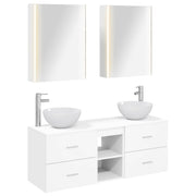 vidaXL Badkamermeubelset 5 pcs Wit Bewerkt hout en glas