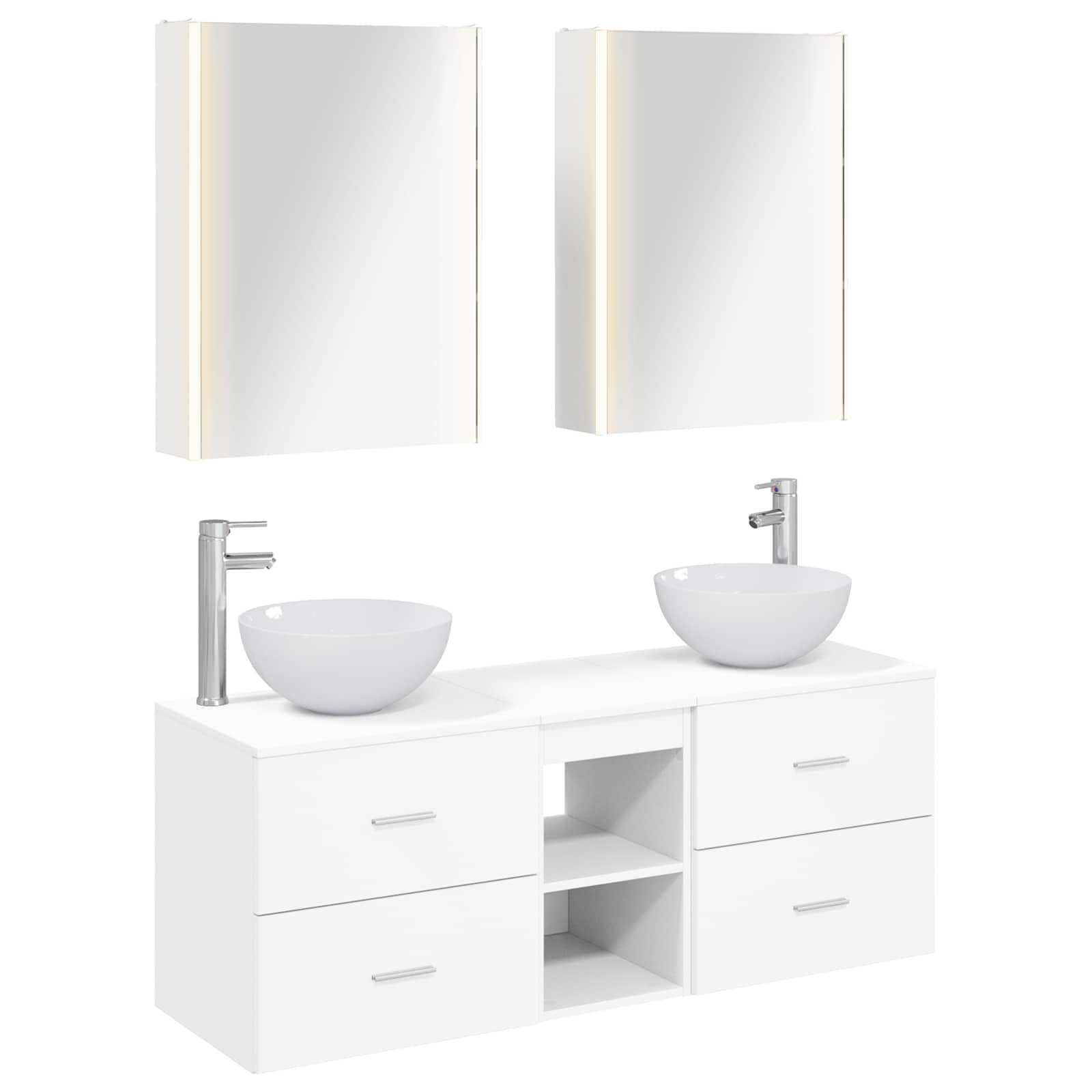 vidaXL Badkamermeubelset 5 pcs Wit Bewerkt hout en glas