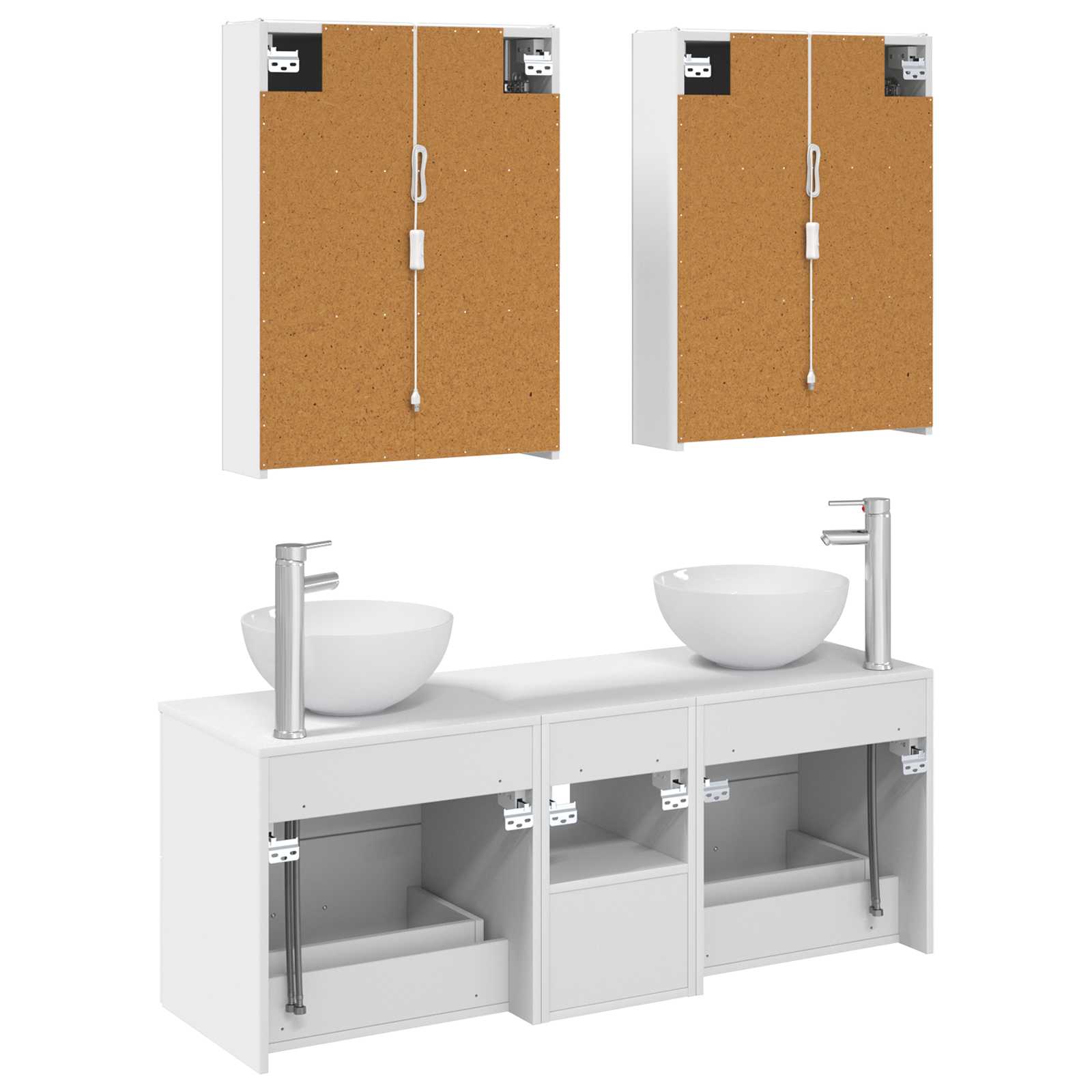 vidaXL Badkamermeubelset 5 pcs Wit Bewerkt hout en glas