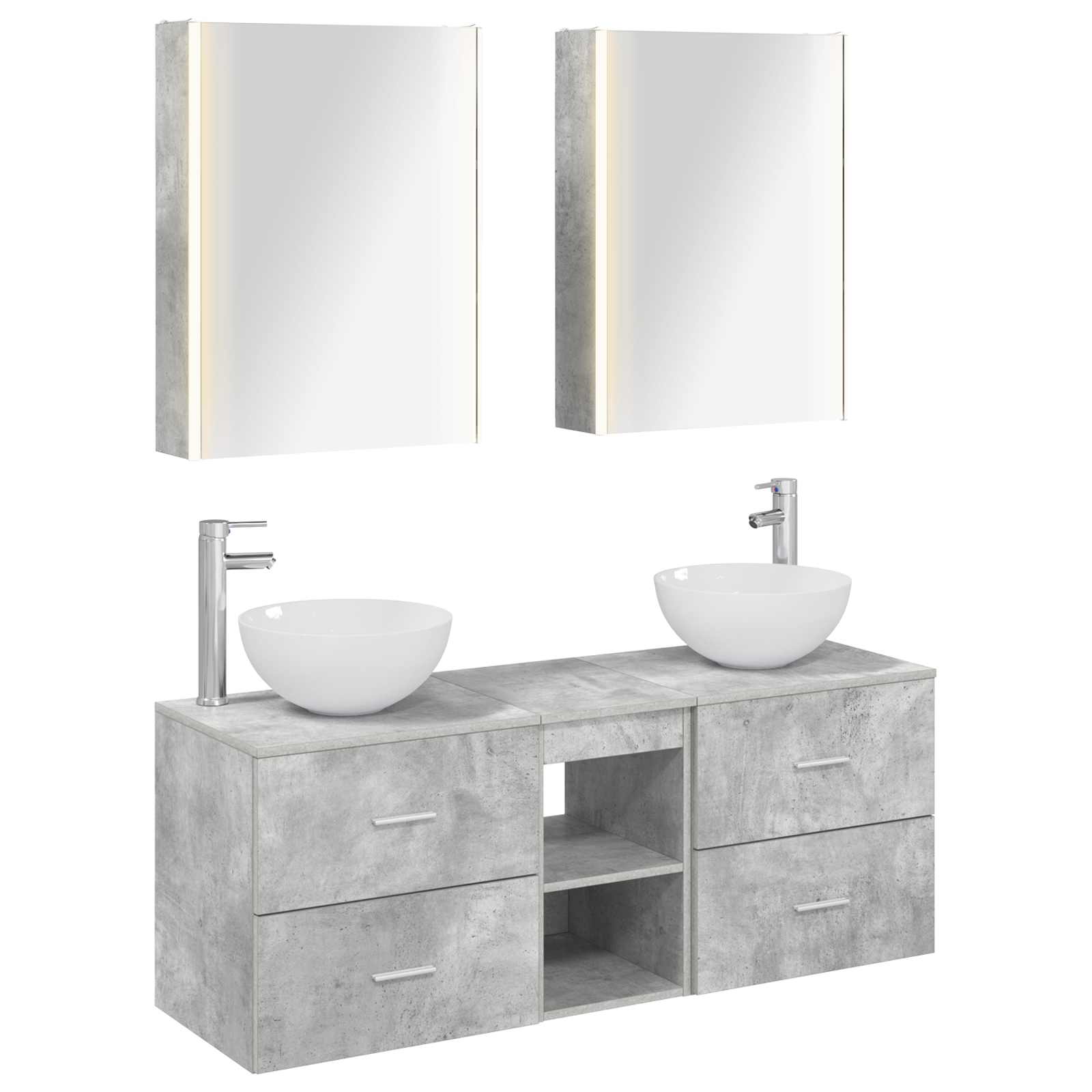 vidaXL Badkamermeubelset 5 pcs Wit Bewerkt hout en glas