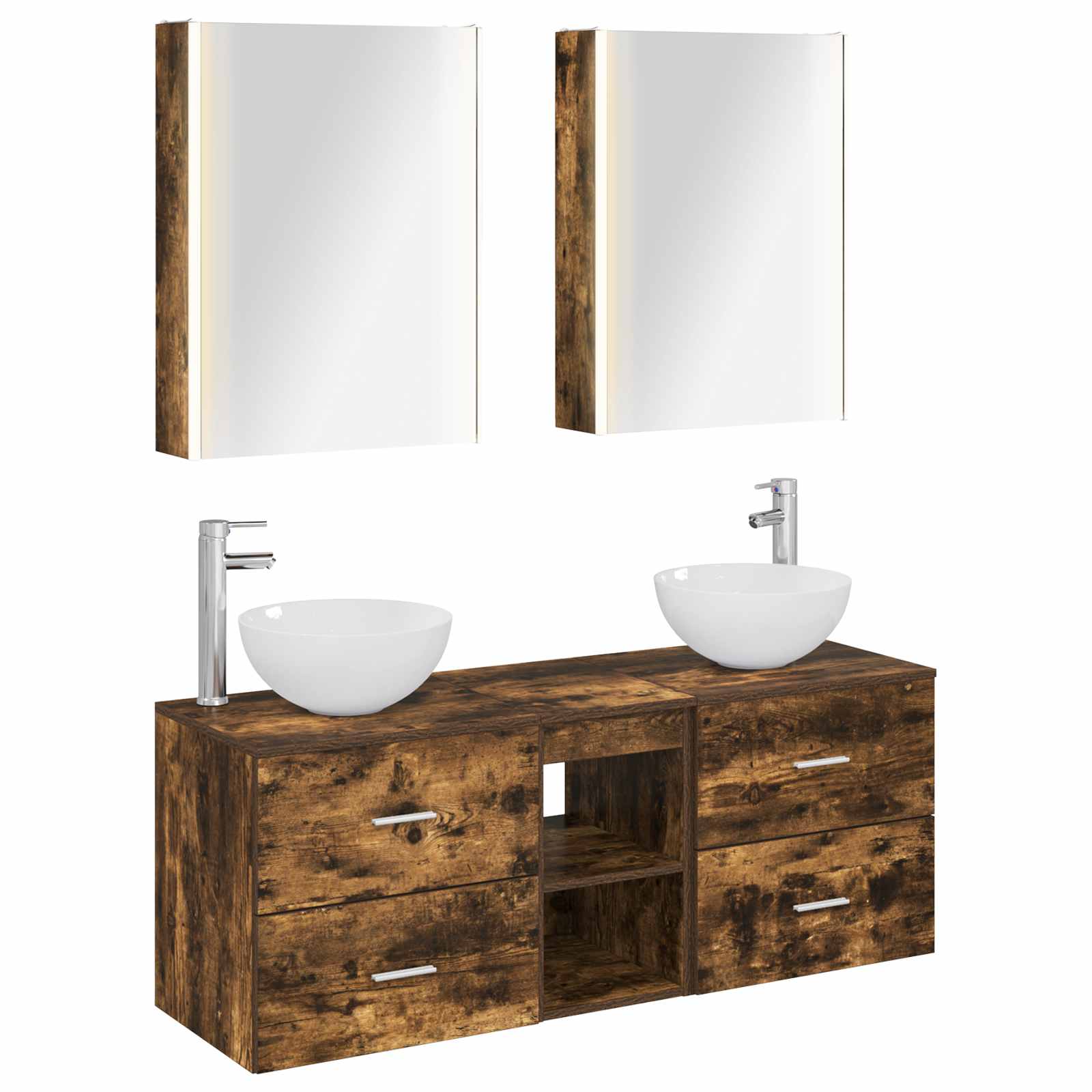 vidaXL Badkamermeubelset 5 pcs Wit Bewerkt hout en glas