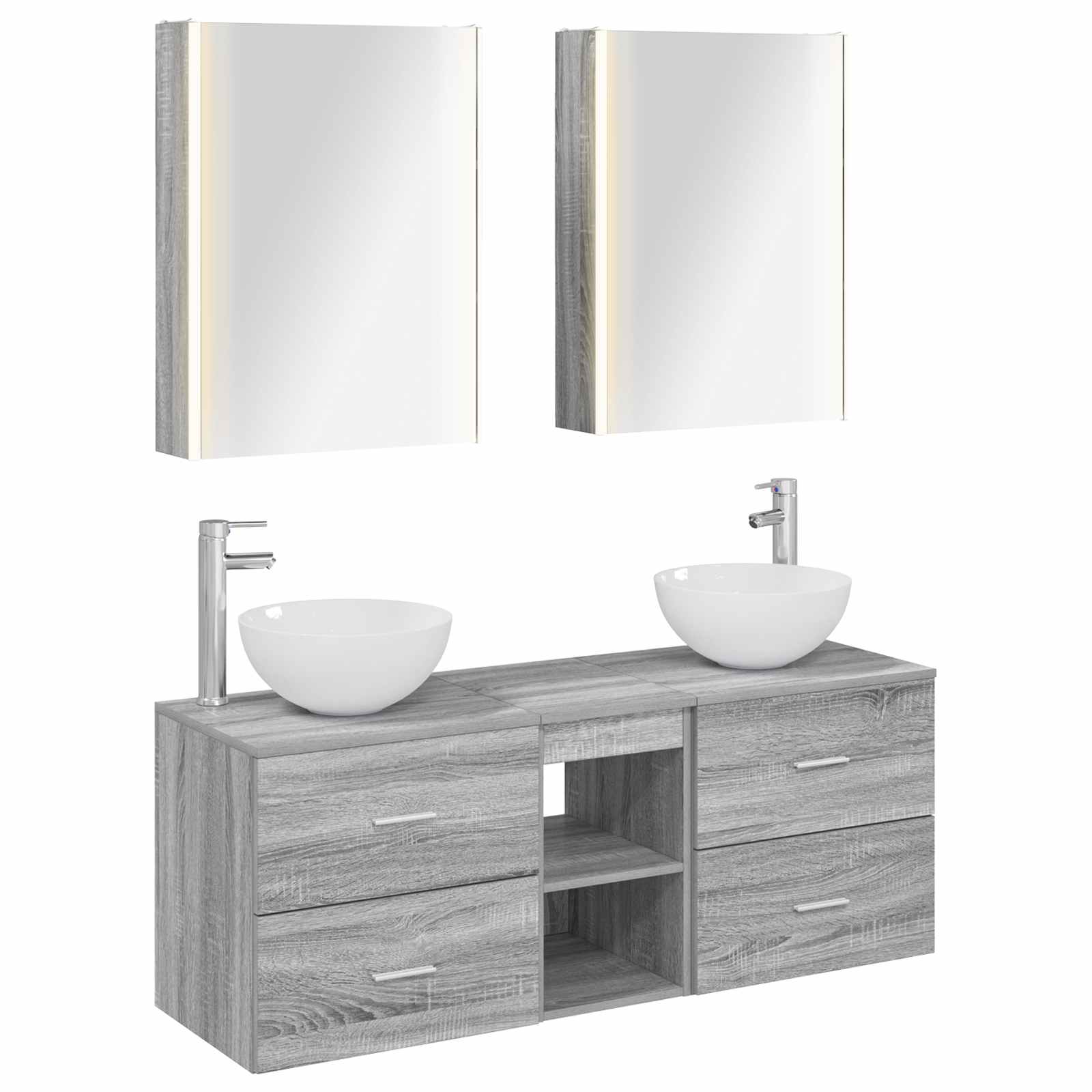 vidaXL Badkamermeubelset 5 pcs Wit Bewerkt hout en glas