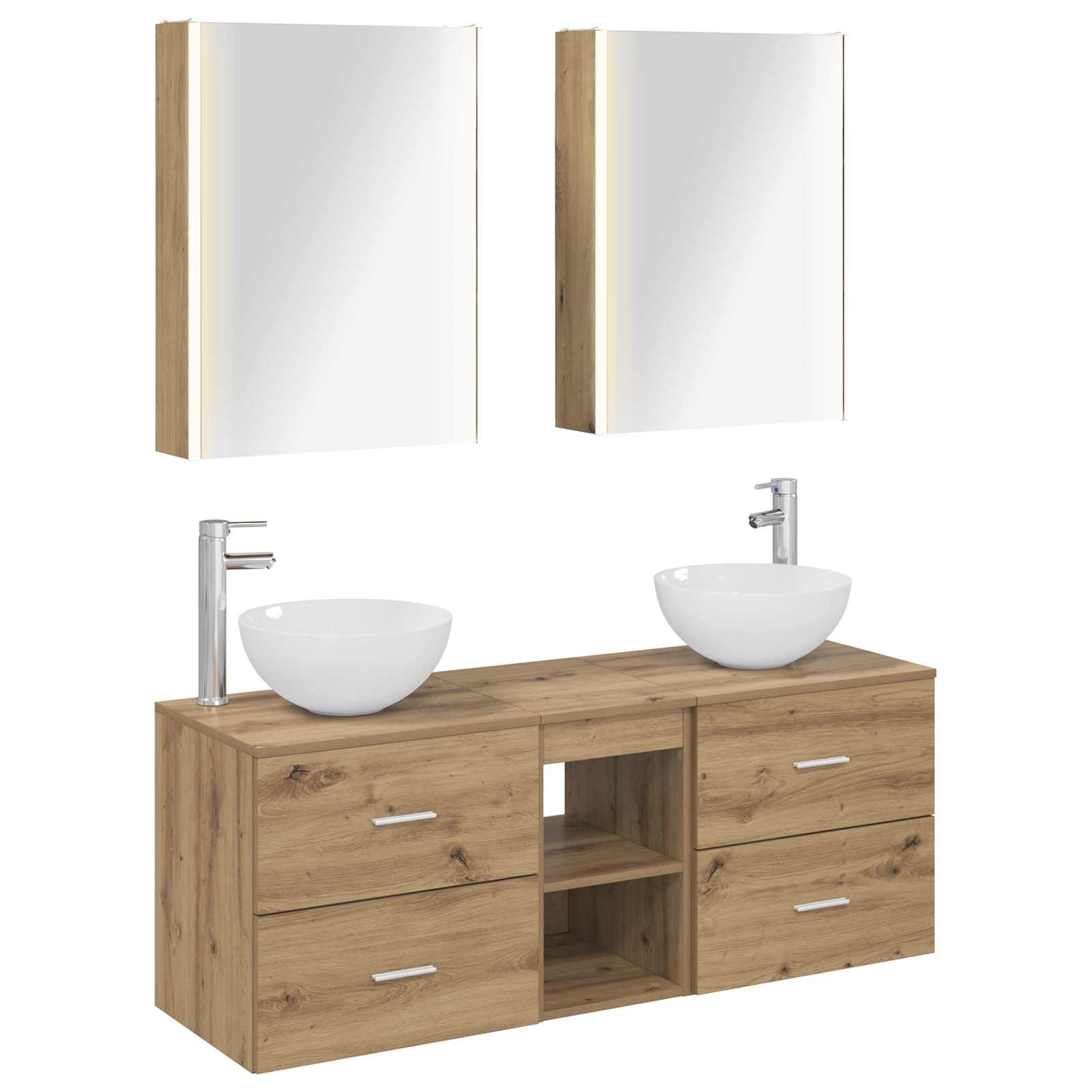 vidaXL Badkamermeubelset 5 pcs Wit Bewerkt hout en glas