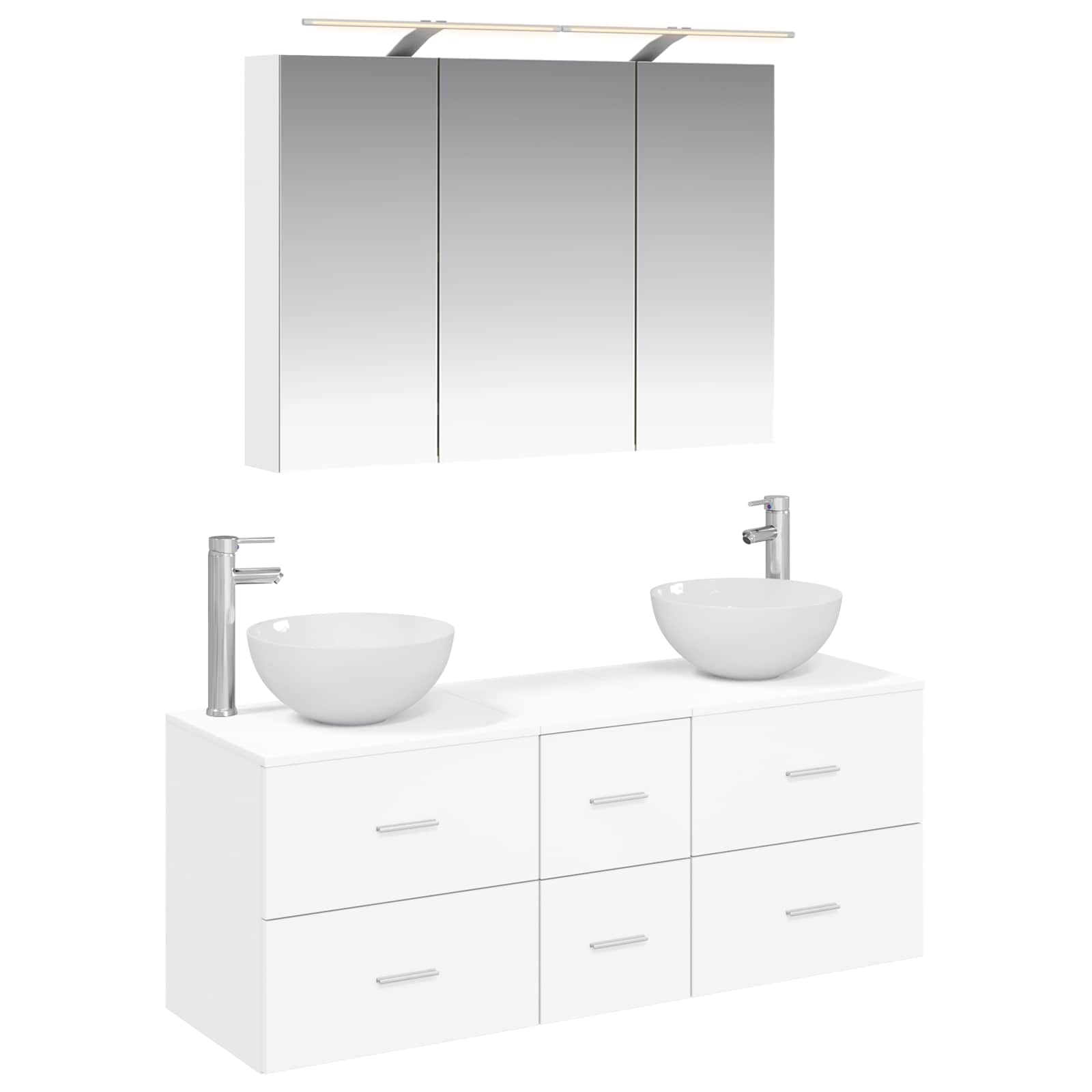 vidaXL Badkamermeubelset 4 pcs Wit Bewerkt hout en glas