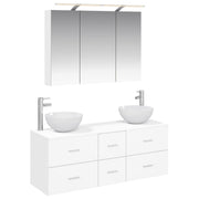 vidaXL Badkamermeubelset 4 pcs Wit Bewerkt hout en glas