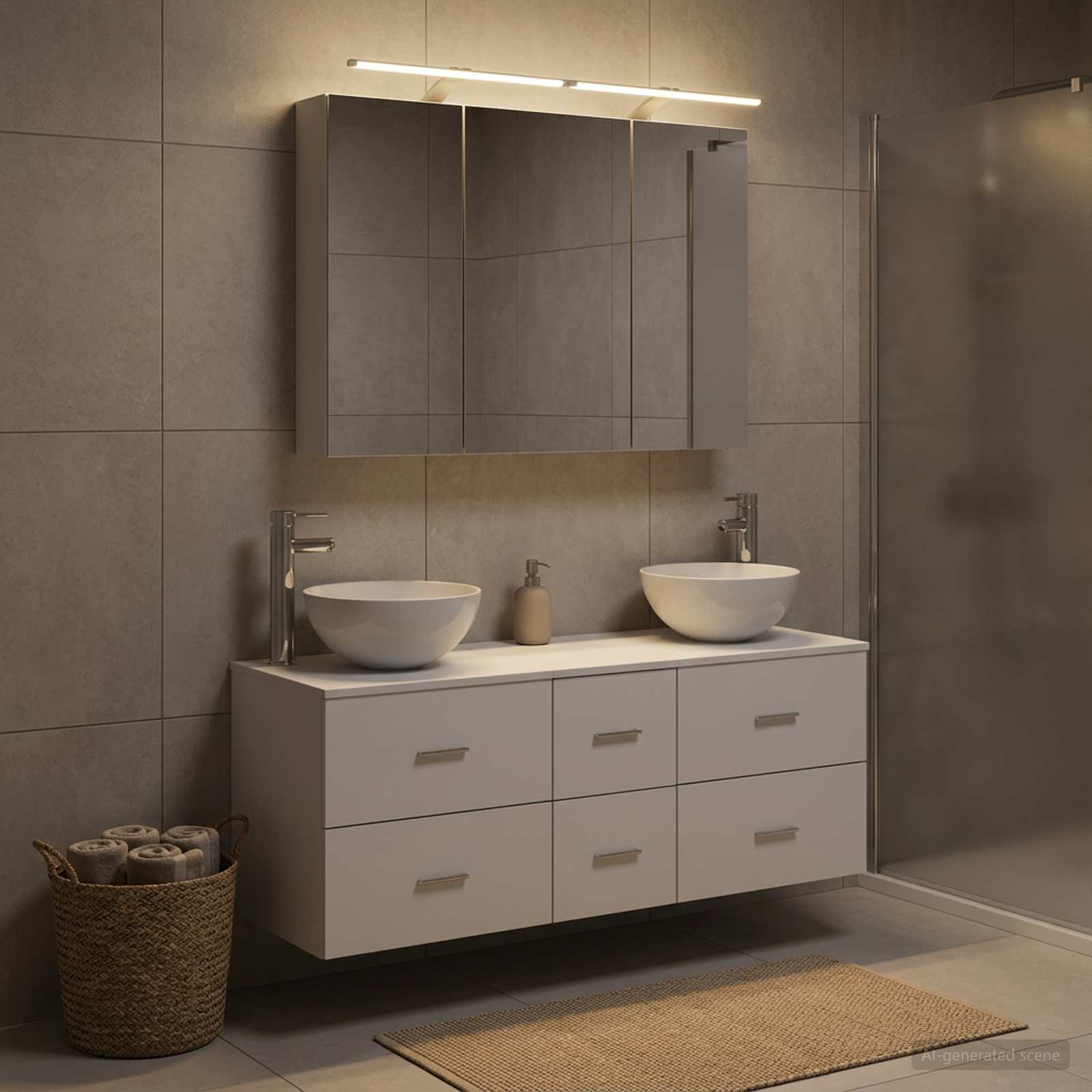 vidaXL Badkamermeubelset 4 pcs Wit Bewerkt hout en glas