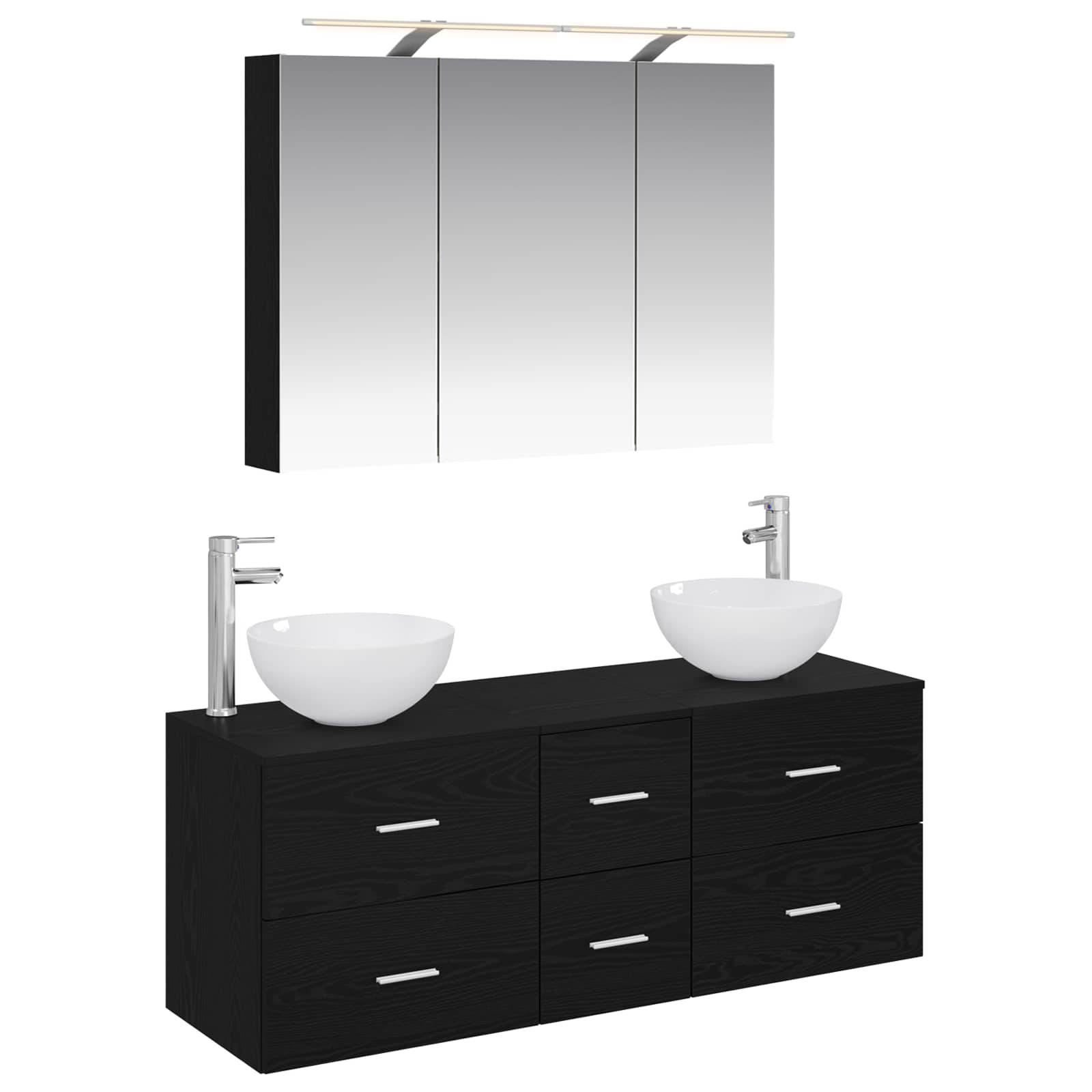 vidaXL Badkamermeubelset 4 pcs Wit Bewerkt hout en glas