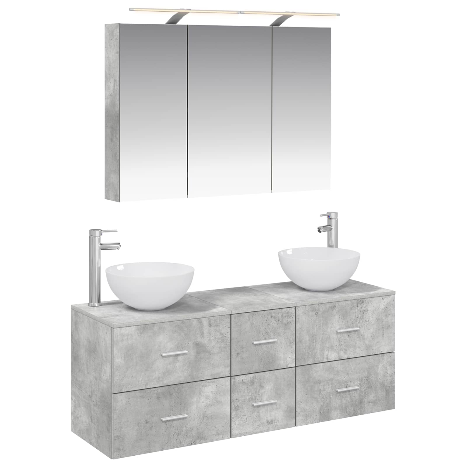 vidaXL Badkamermeubelset 4 pcs Wit Bewerkt hout en glas