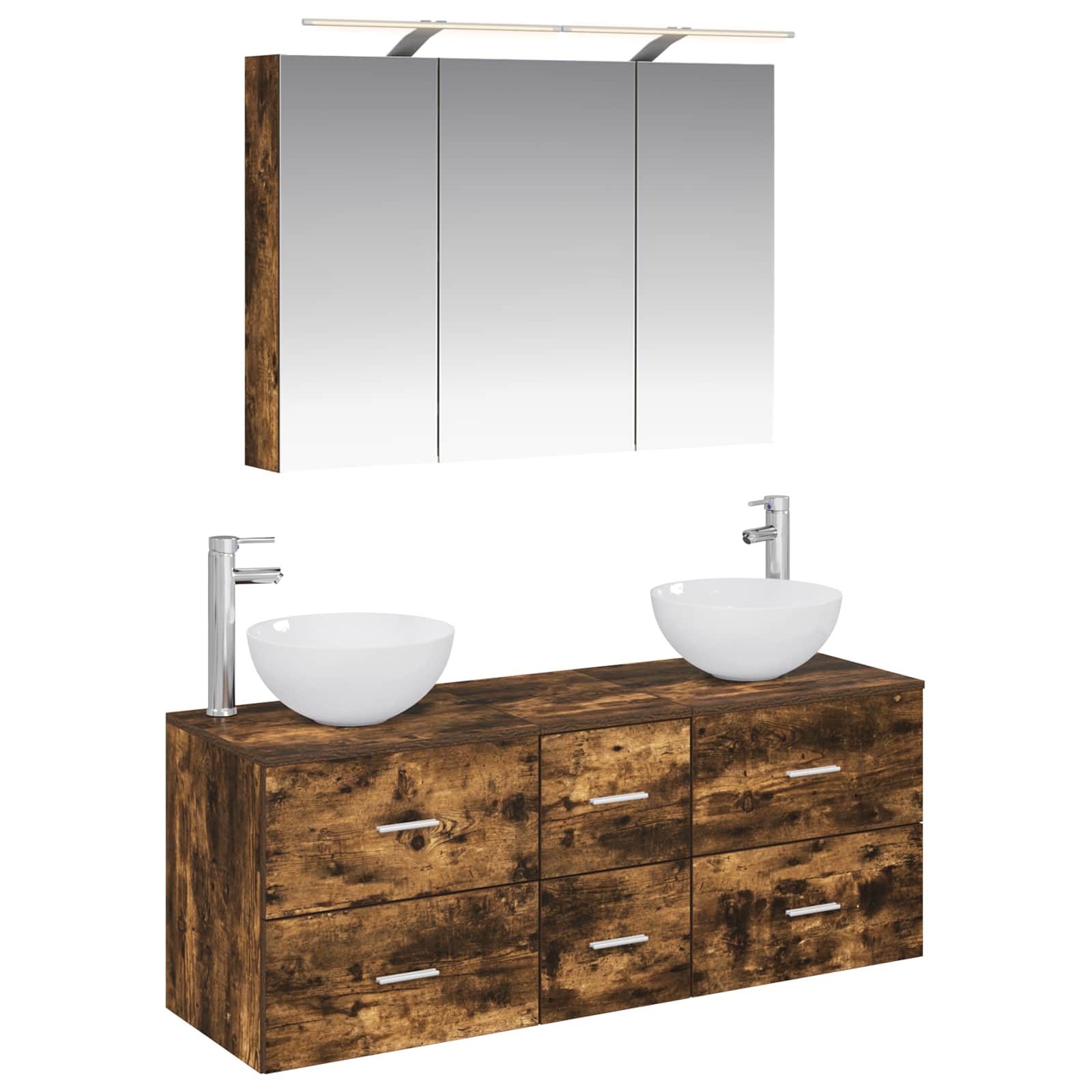 vidaXL Badkamermeubelset 4 pcs Wit Bewerkt hout en glas