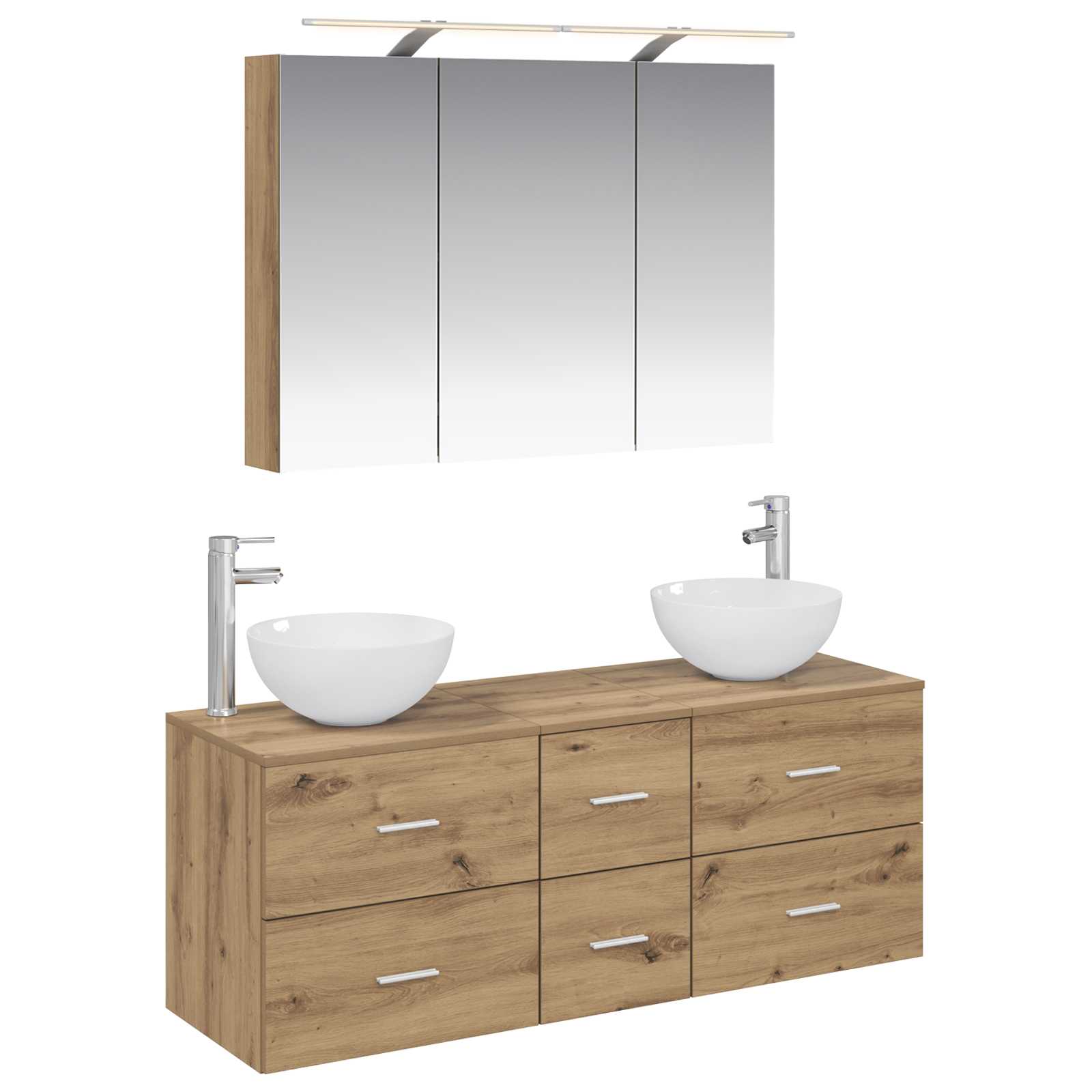 vidaXL Badkamermeubelset 4 pcs Wit Bewerkt hout en glas