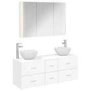 vidaXL Badkamermeubelset 4 pcs Wit Bewerkt hout en glas