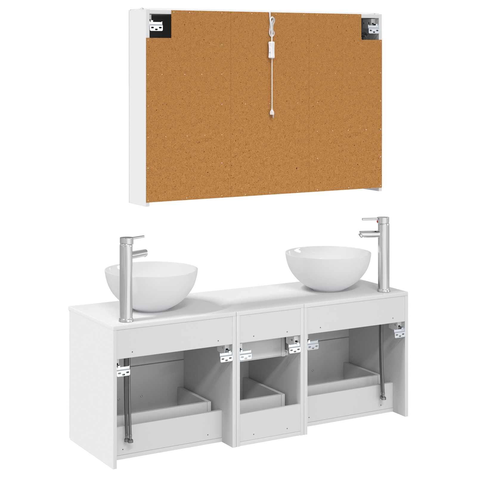 vidaXL Badkamermeubelset 4 pcs Wit Bewerkt hout en glas