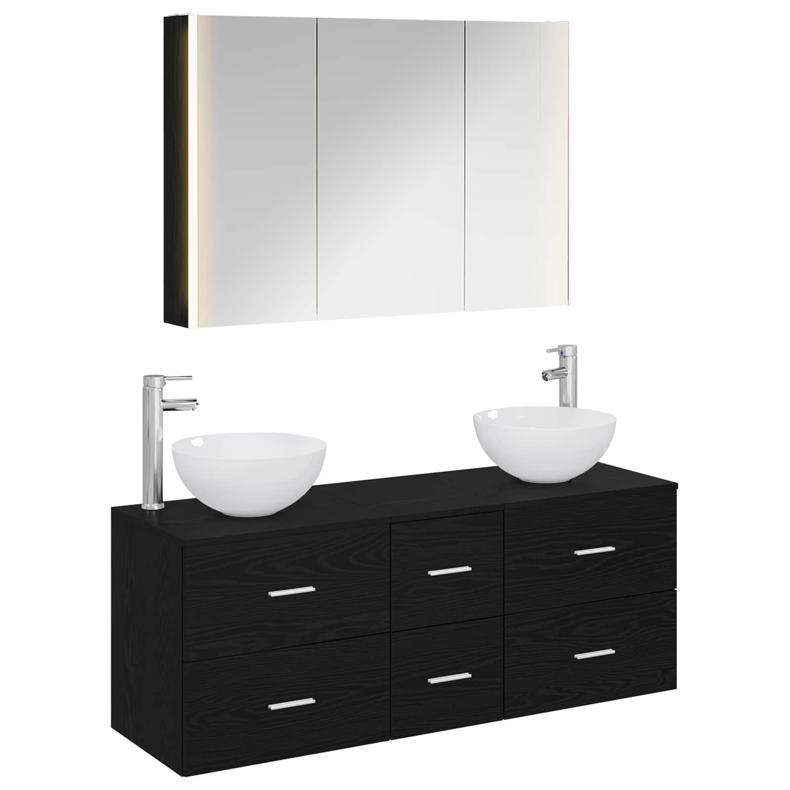 vidaXL Badkamermeubelset 4 pcs Wit Bewerkt hout en glas